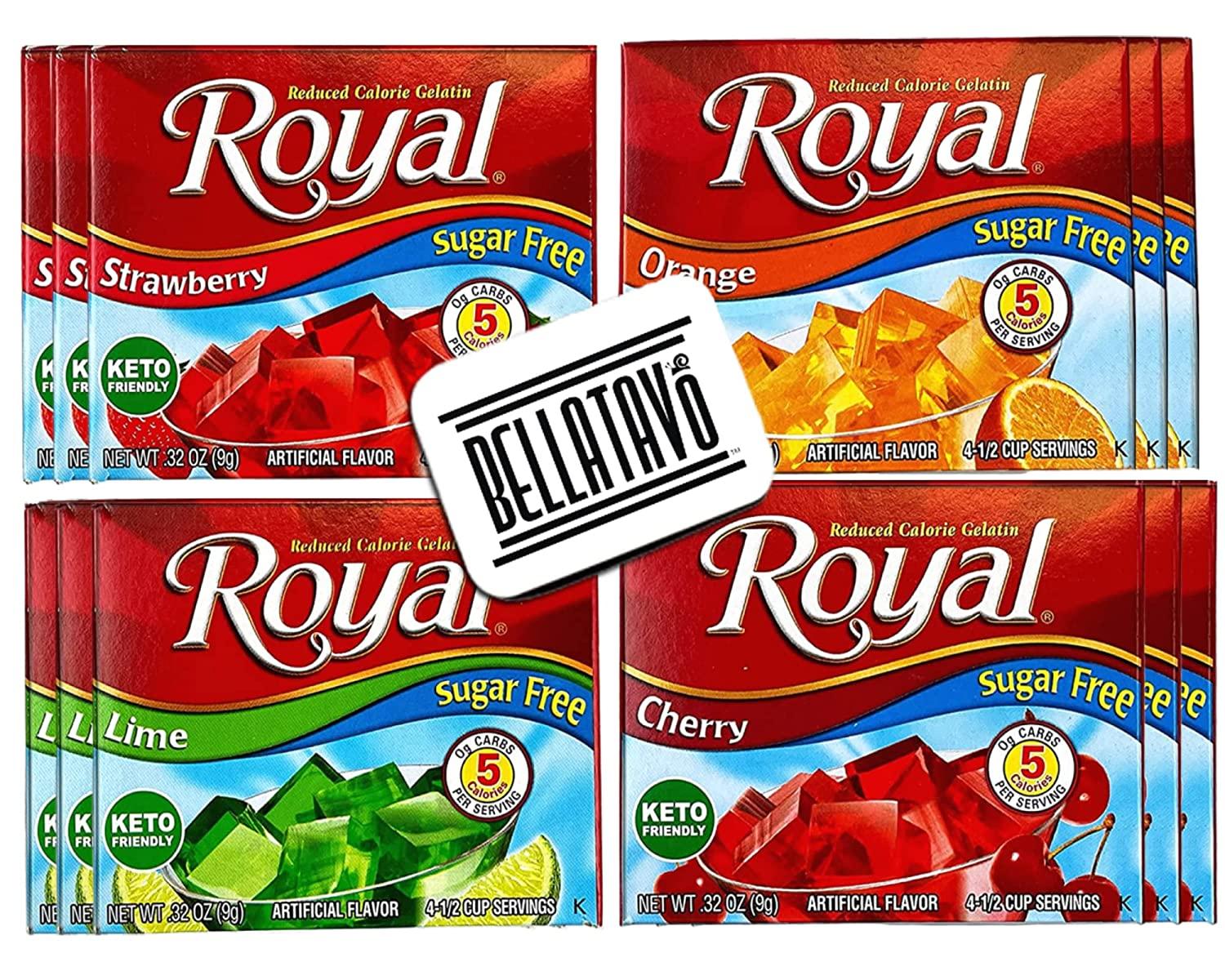 Sugar Free Jello Shot Bundle. Includes 12 Boxes of Royal Gelatin, 3
