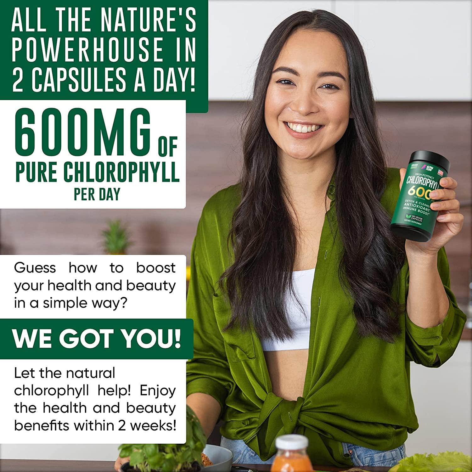 Chlorophyll Capsules 600 mg Natural Chlorophyll Pills for Women & Men