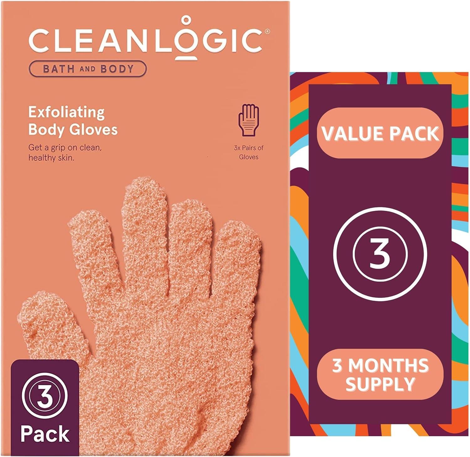 Cleanlogic Bath and Body Exfoliating Gloves Reusable Body Exfoliator