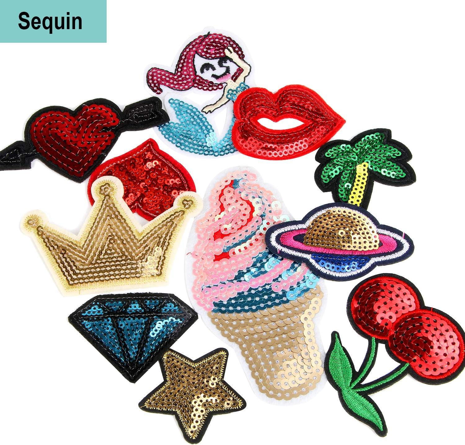 AXEN 60PCS Embroidered Iron On Patches DIY Accessories, Random Assorted  Decorative Patches, Cute Sewing Applique for Jackets, Hats, Backpacks,  Jeans