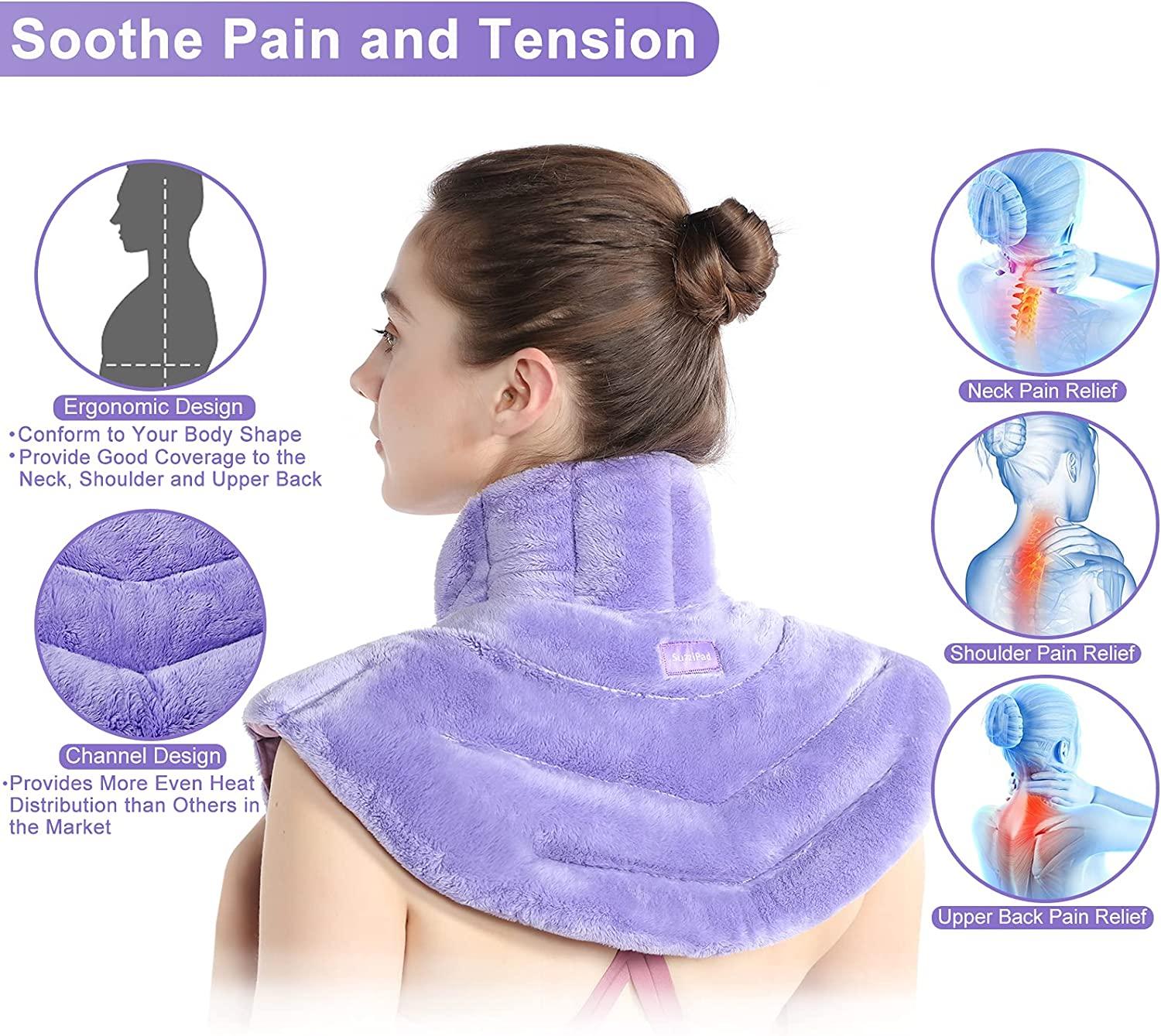 SuzziPad Microwave Heating Pad for Neck and Shoulders, Weighted Neck and Shoulder  Wrap for Pain Relief and Spasm, Heated Neck Wrap with Herbal Aromatherapy,  Moist Heat Neck Warmer Hot & Cold Compress