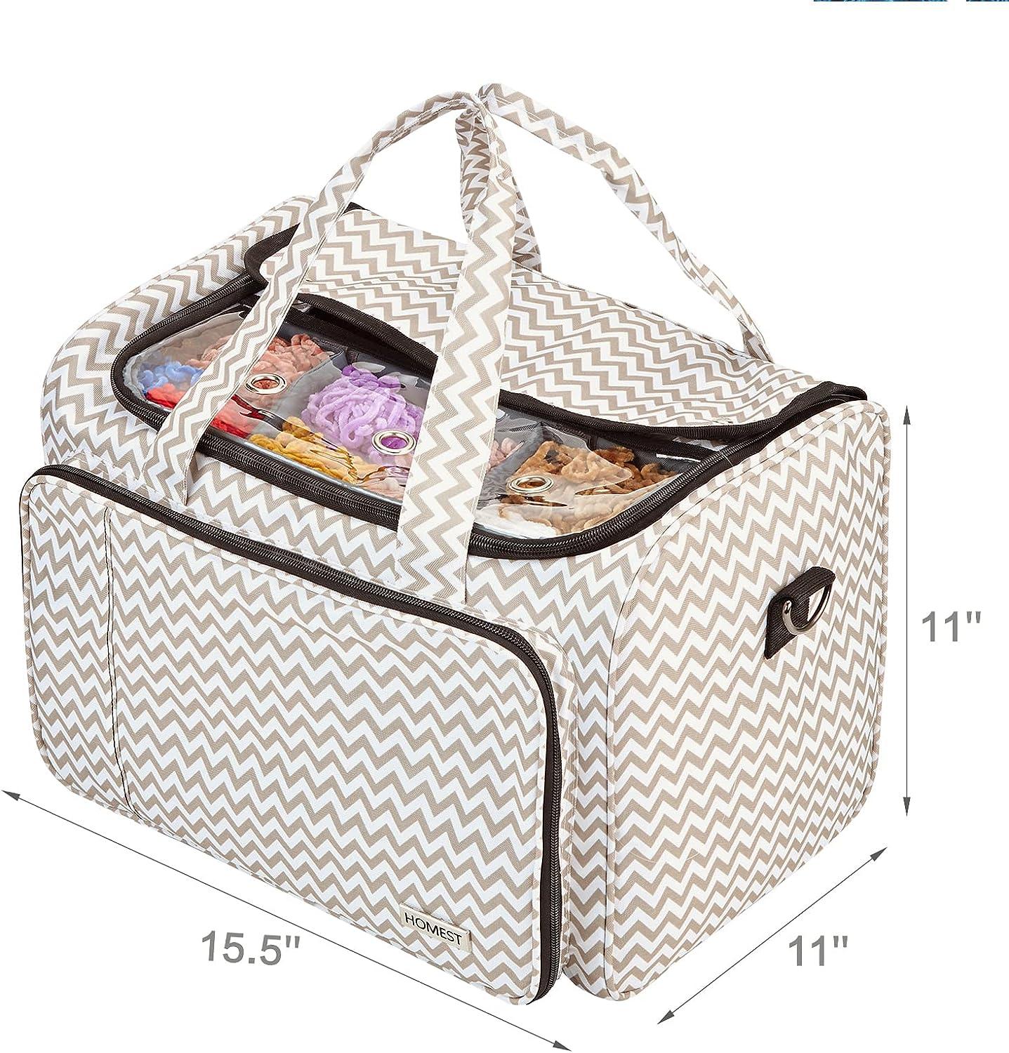 HOMEST Yarn Storage Bag, Knitting Tote with Removable Inner Dividers,  Ripple Ripple Extra Large
