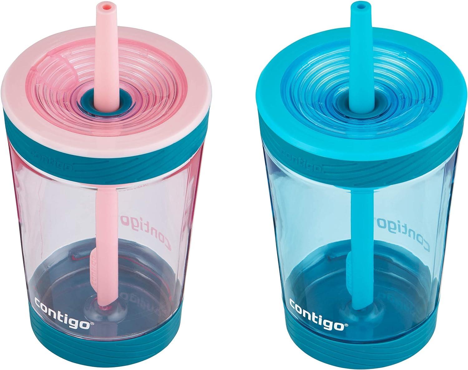 Contigo Kids Spill-Proof 14oz Tumbler with Straw and BPA-Free Plastic Fits  Most Cup Holders and Dishwasher Safe 2-Pack Strawberry Cream & Blue  Raspberry Strawberry Cream & Blue Raspberry 2-Pack 14 oz