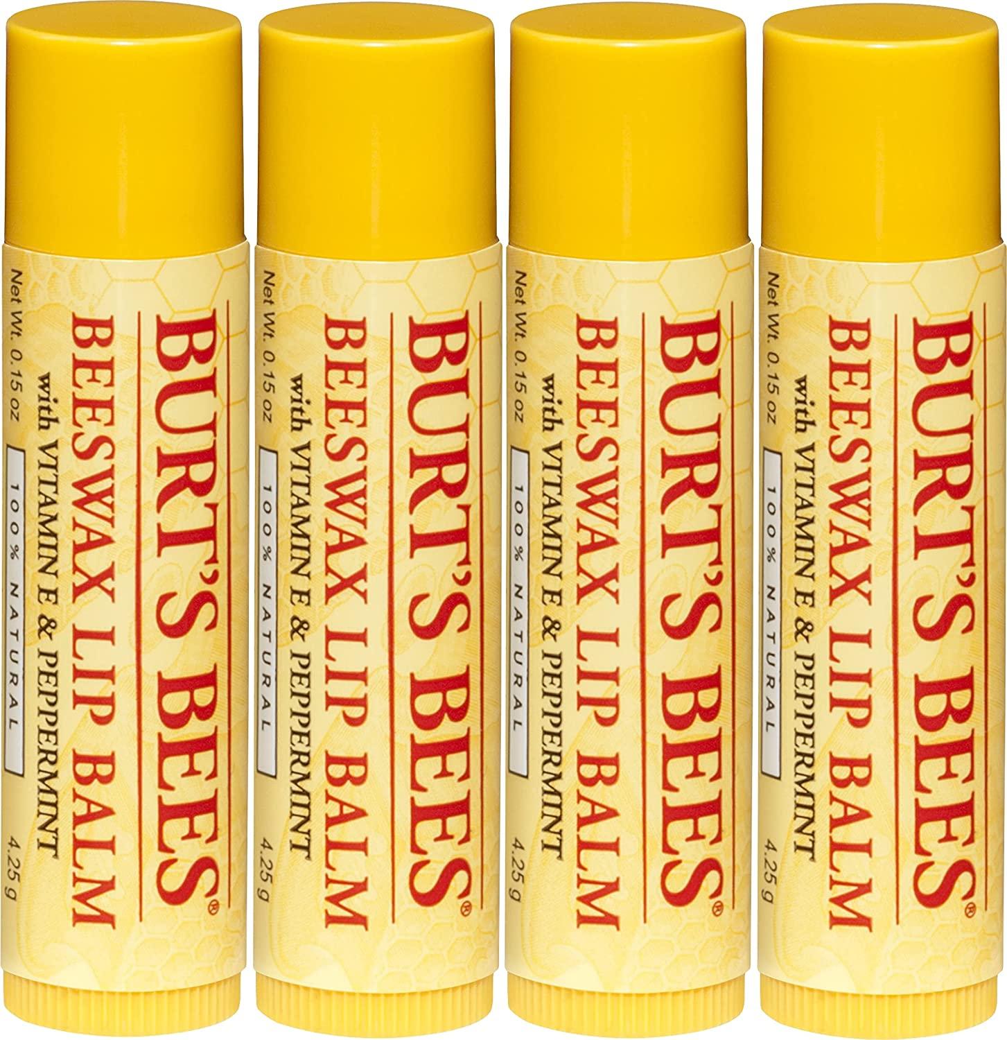Burt's Bees Beeswax Lip Balm with Vitamin E & Peppermint 0.15 oz (Pack of  10)