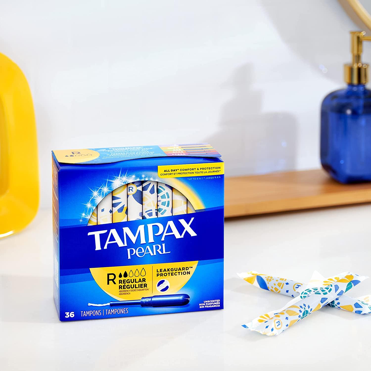 Tampax Pearl Tampons Super Plus Absorbency with Leakguard Braid