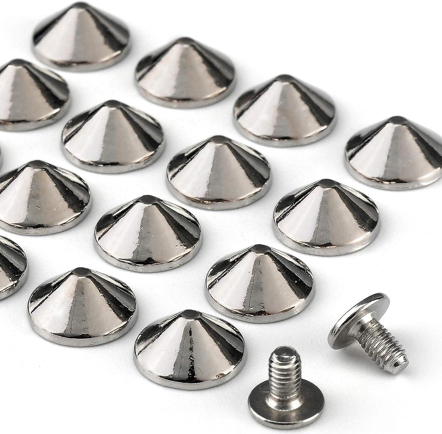 YORANYO 100 Sets Cone Spikes and Studs 4.7MM Height Silver Color 3