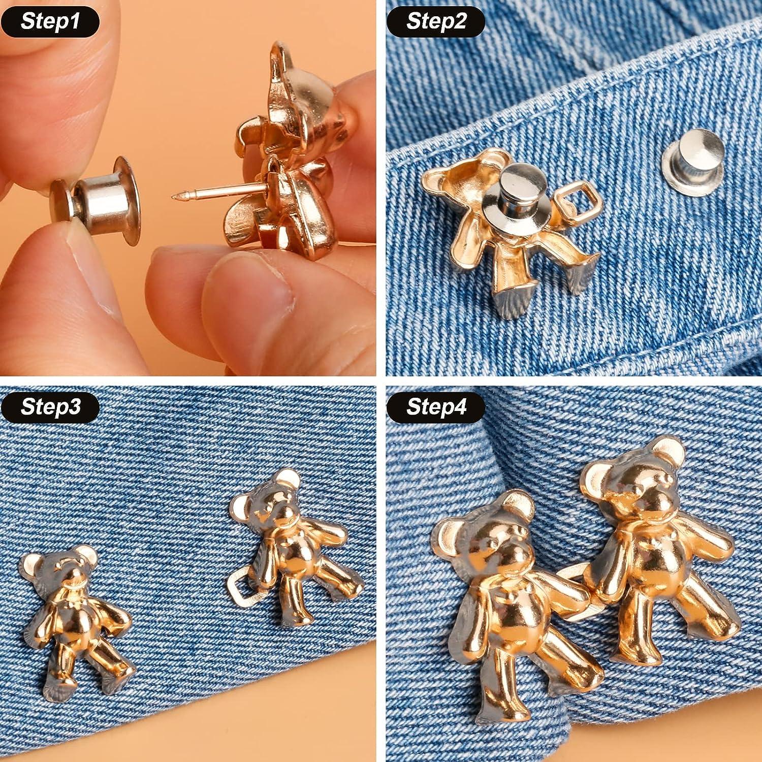 Button Pins for Jean,Jean Buttons for Loose Jeans,No Sew Button