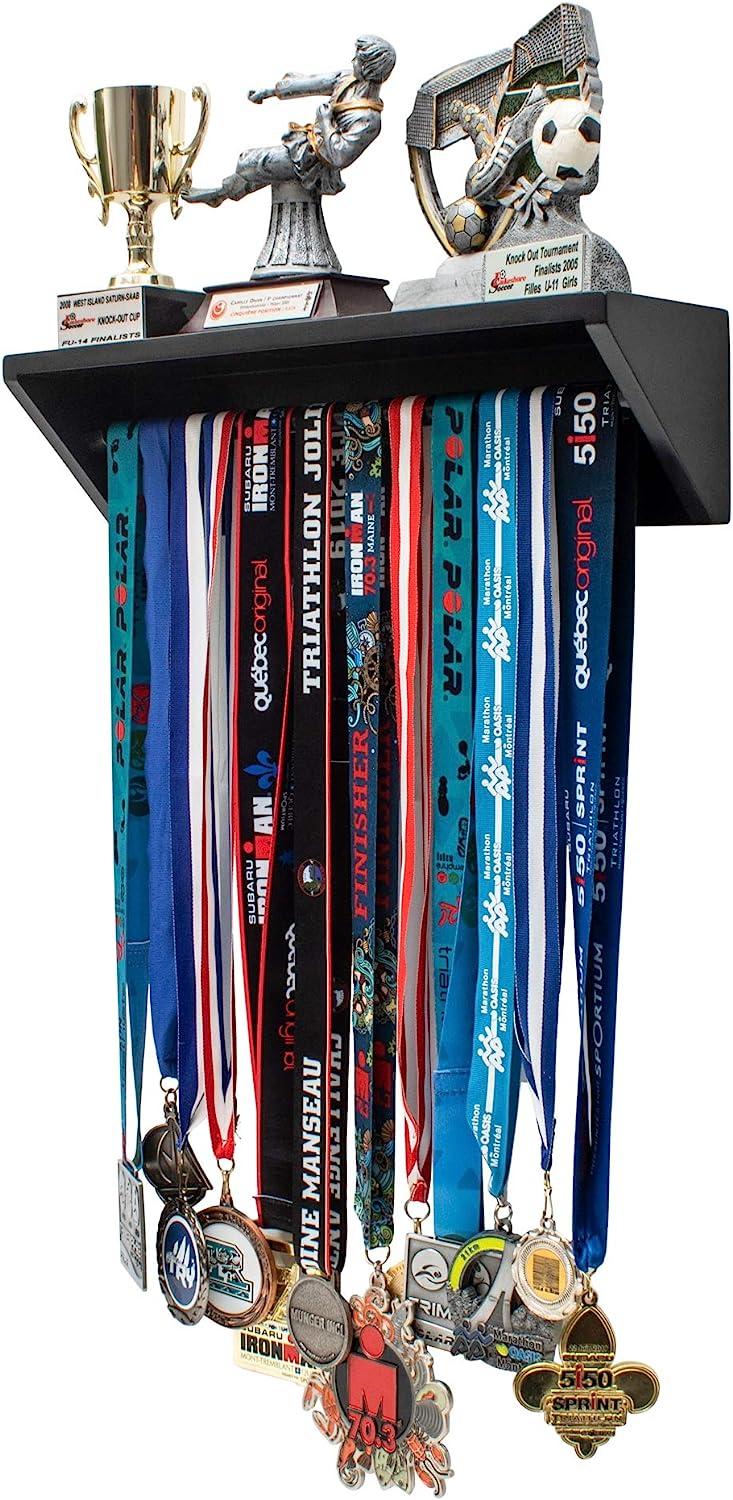 Paisa Home - Medal Hanger & Trophy Shelf | Black Medal Display Rack ...