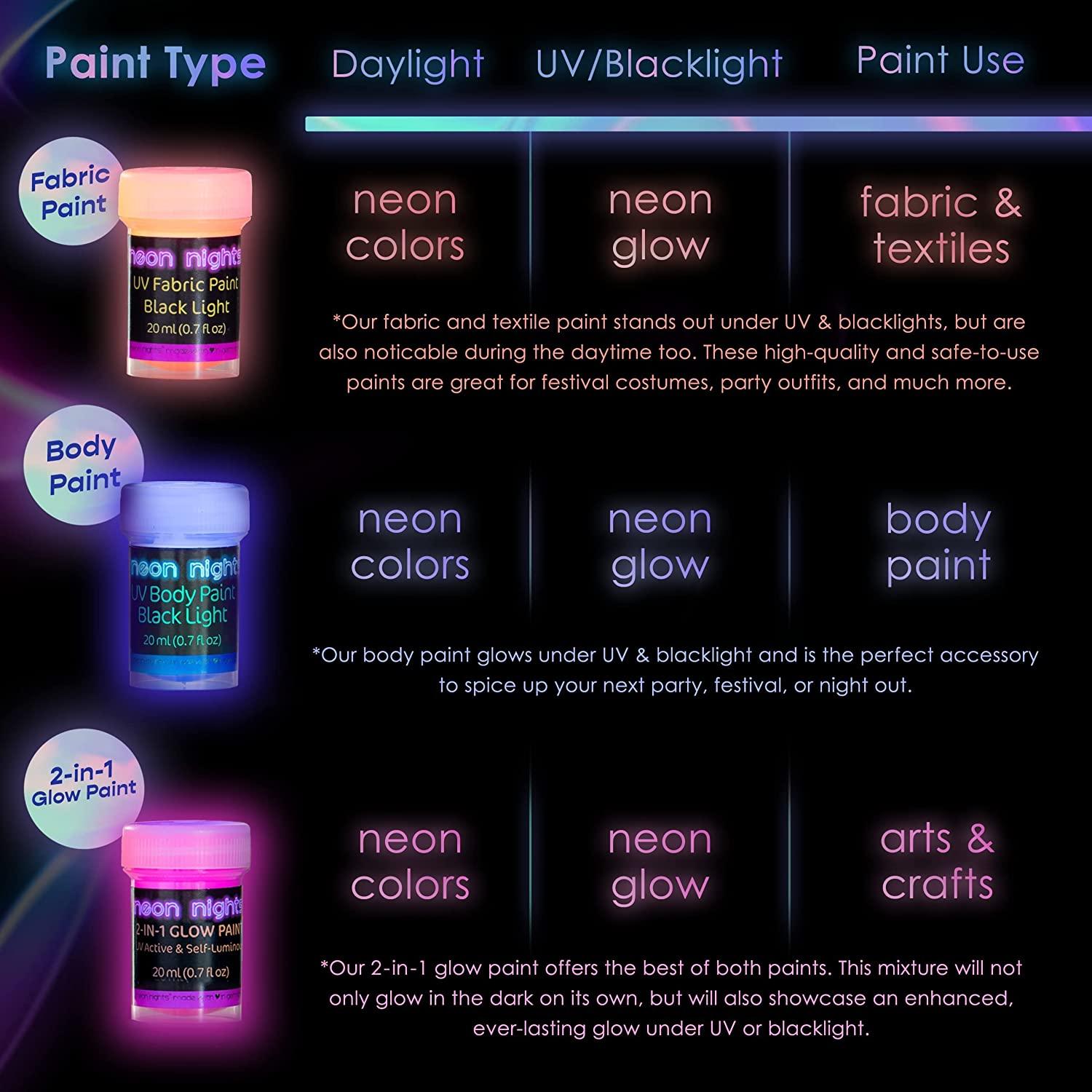 Neon Blacklight Acrylic Paint - 4 Piece Set