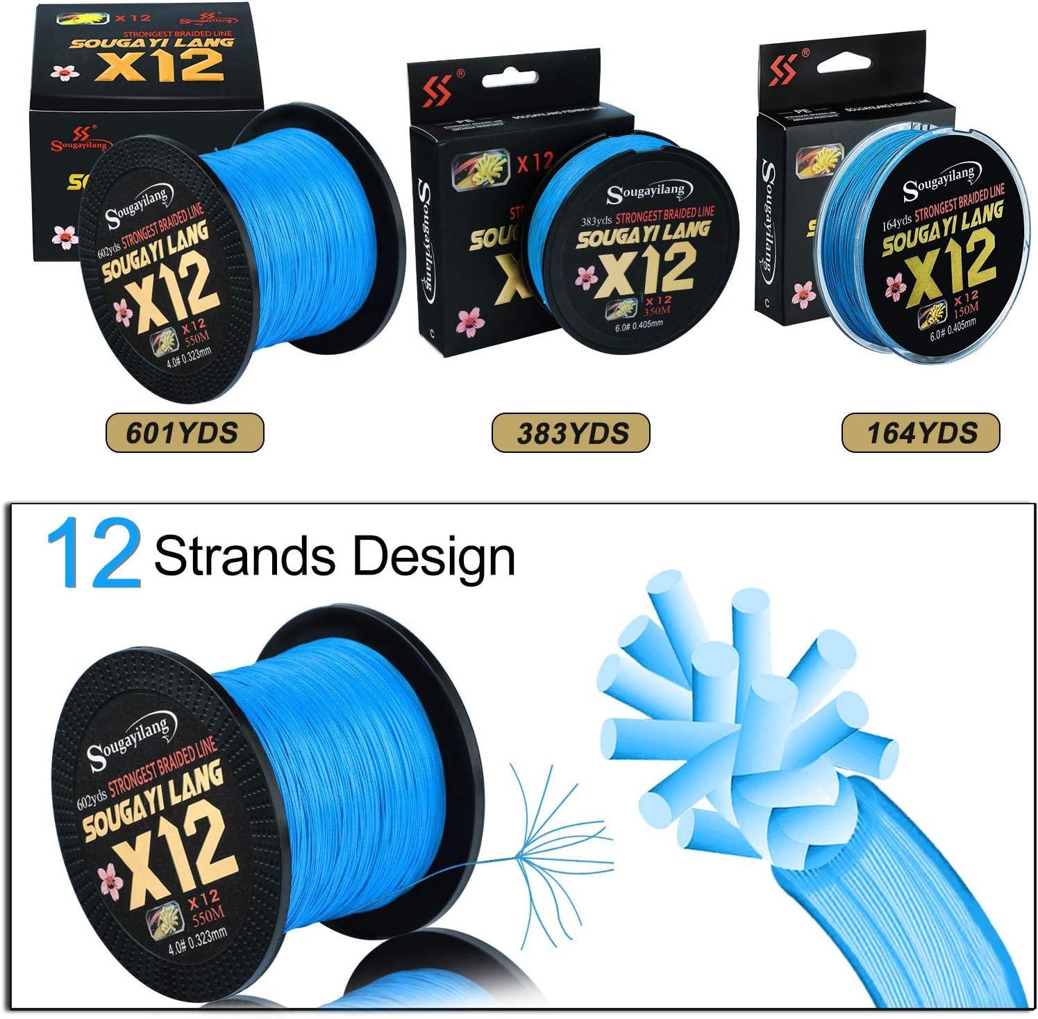 Sougayilang New X12 Super Strong 12 Strands Braided Fishing Line