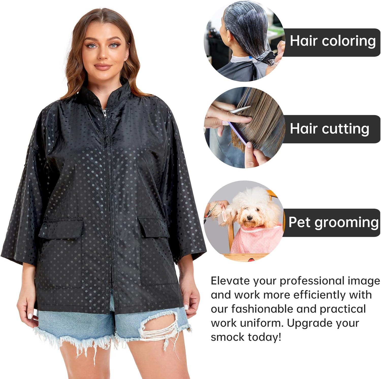 PERFEHAIR Grooming Smock with Zipper Pockets Anti-Static Salon