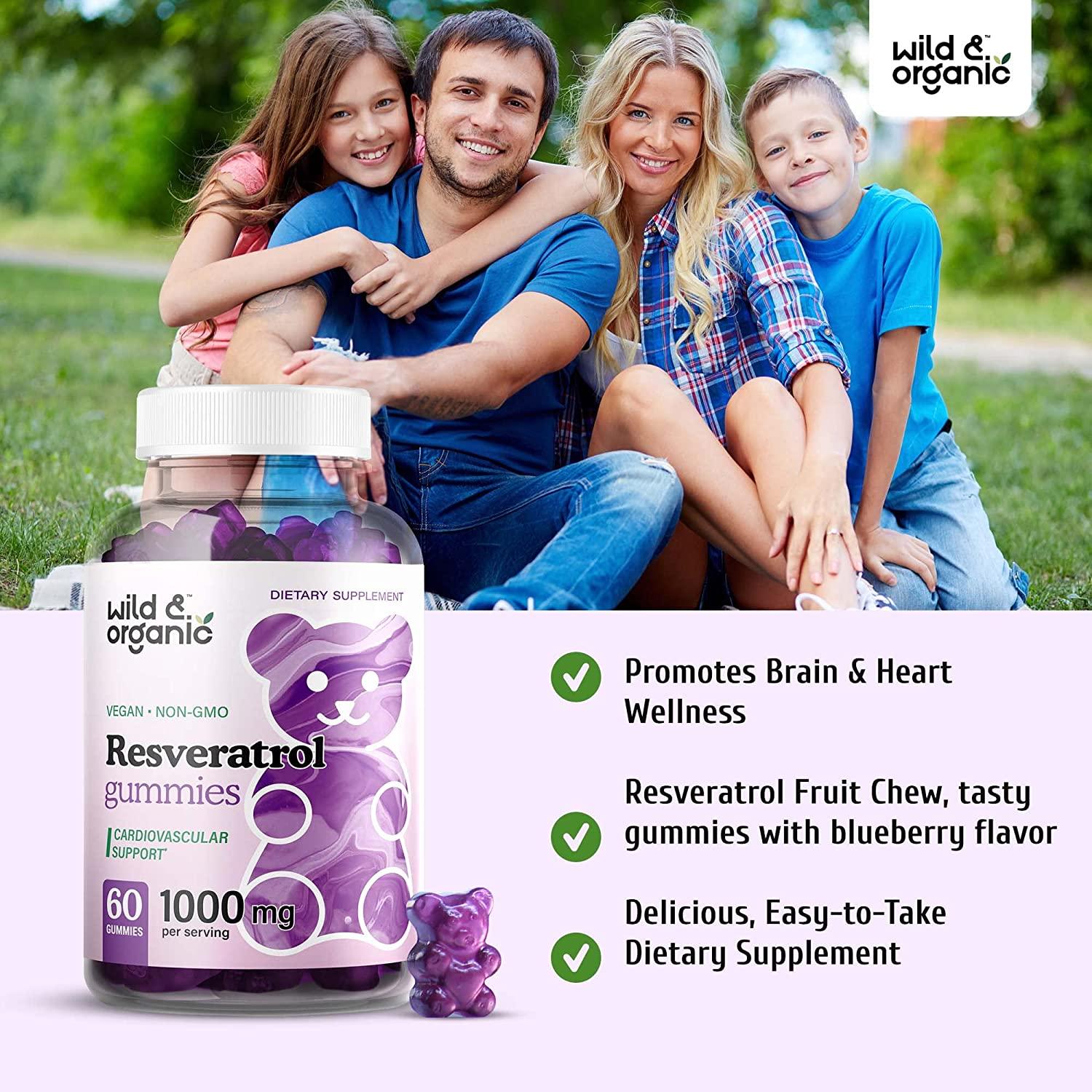 Wild Organic Resveratrol Gummies Resveratrol Supplement for Immune System Antioxidant Support