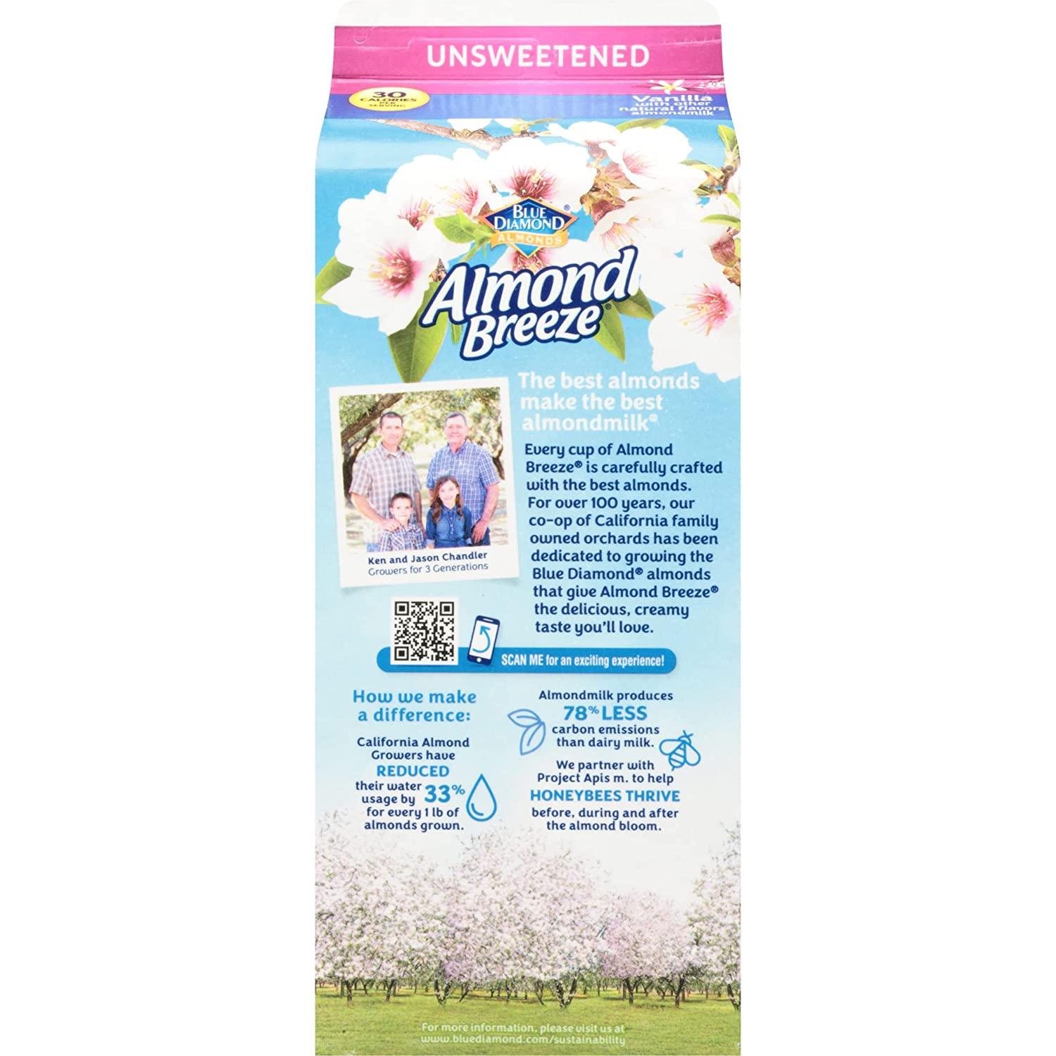 Almond Breeze Blue Diamond, Almond milk, Lactose free, Vanila, 64 Oz Vanilla 64 Fl Oz