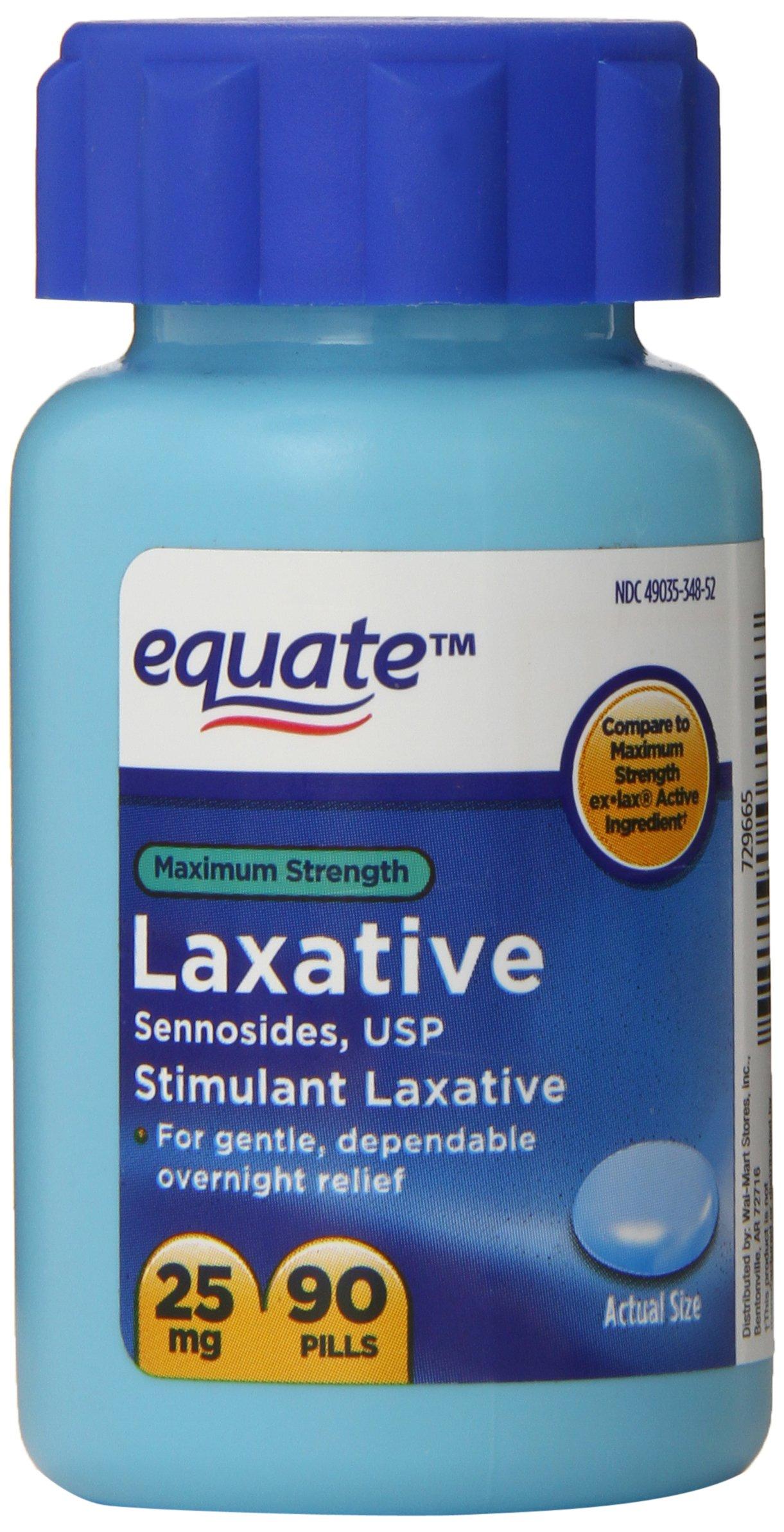 Equate Maximum Strength Laxative Sennosides 25mg 90ct Compare to ExLax
