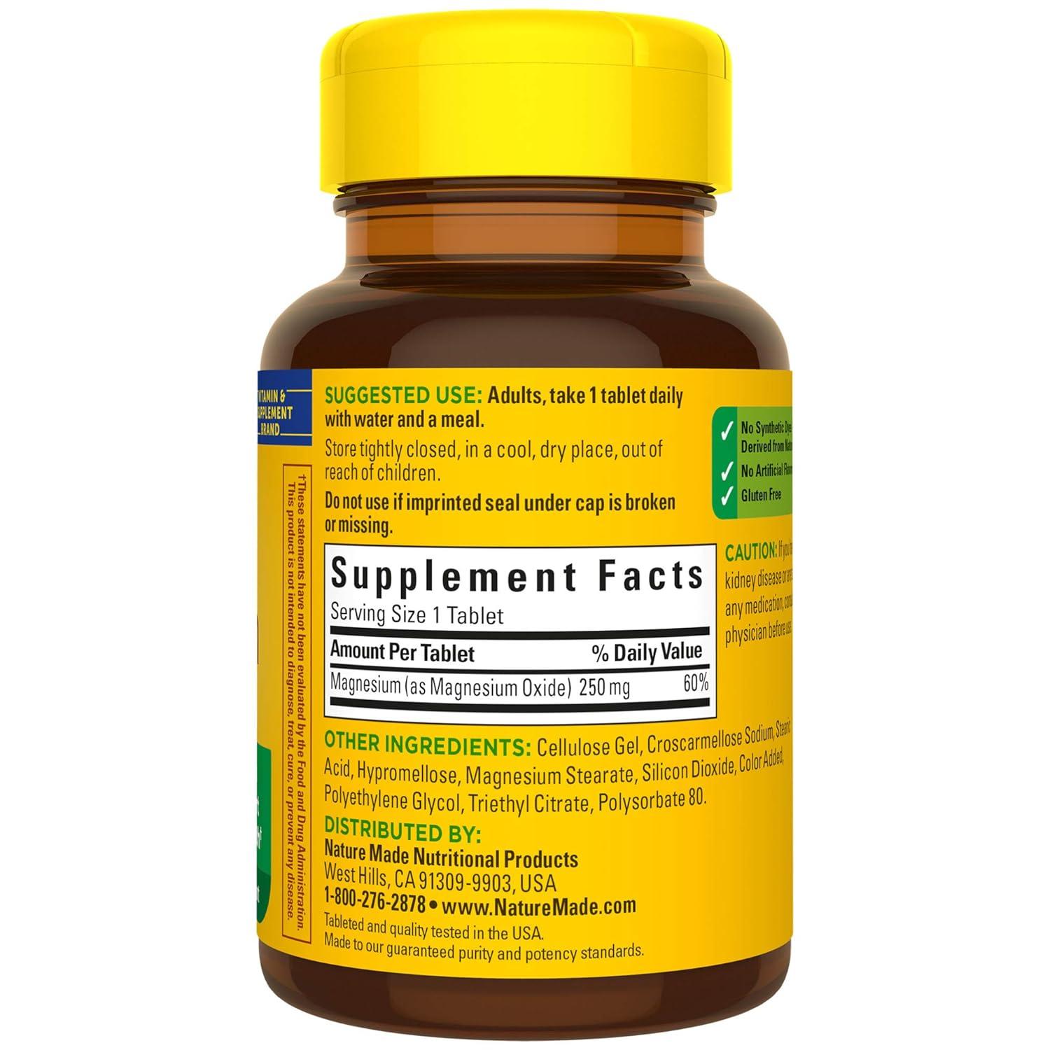 Magnesium Oxide 250mg Tablets 100 Count for Nutritional Support Buy Now