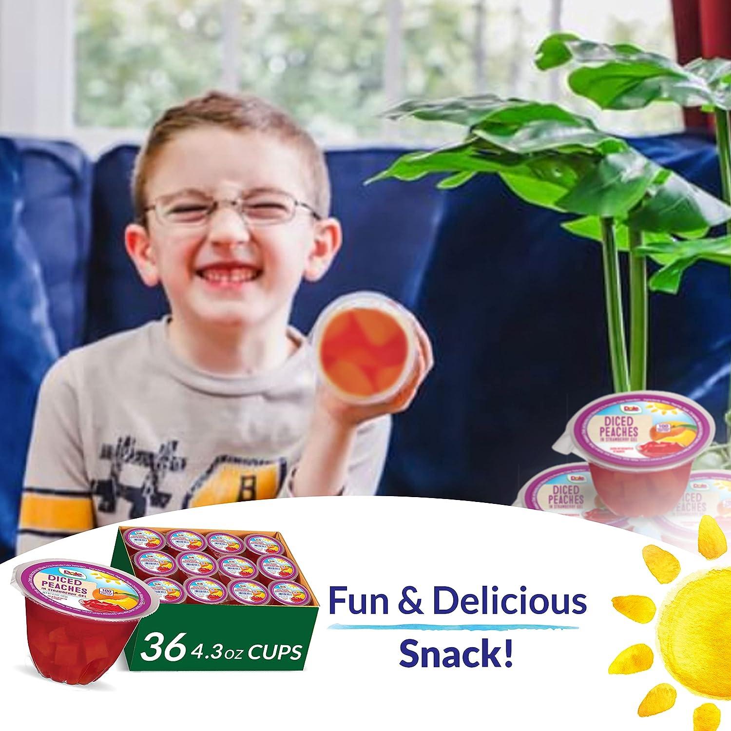 Dole Fruit Bowls, Diced Peaches in Strawberry Flavored Gel, Gluten Free