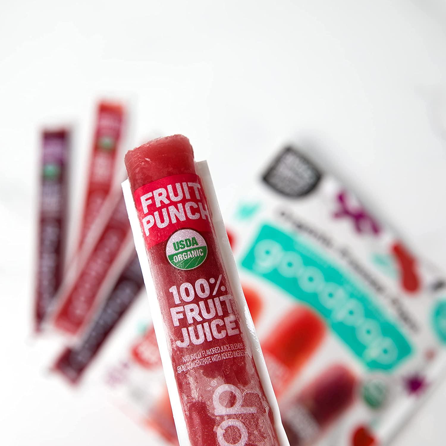 GoodPop Organic Freezer Pops - Cherry Limeaide, Fruit Punch, Grape, 100%  Juice, No Added Sugar - 20ct, Box