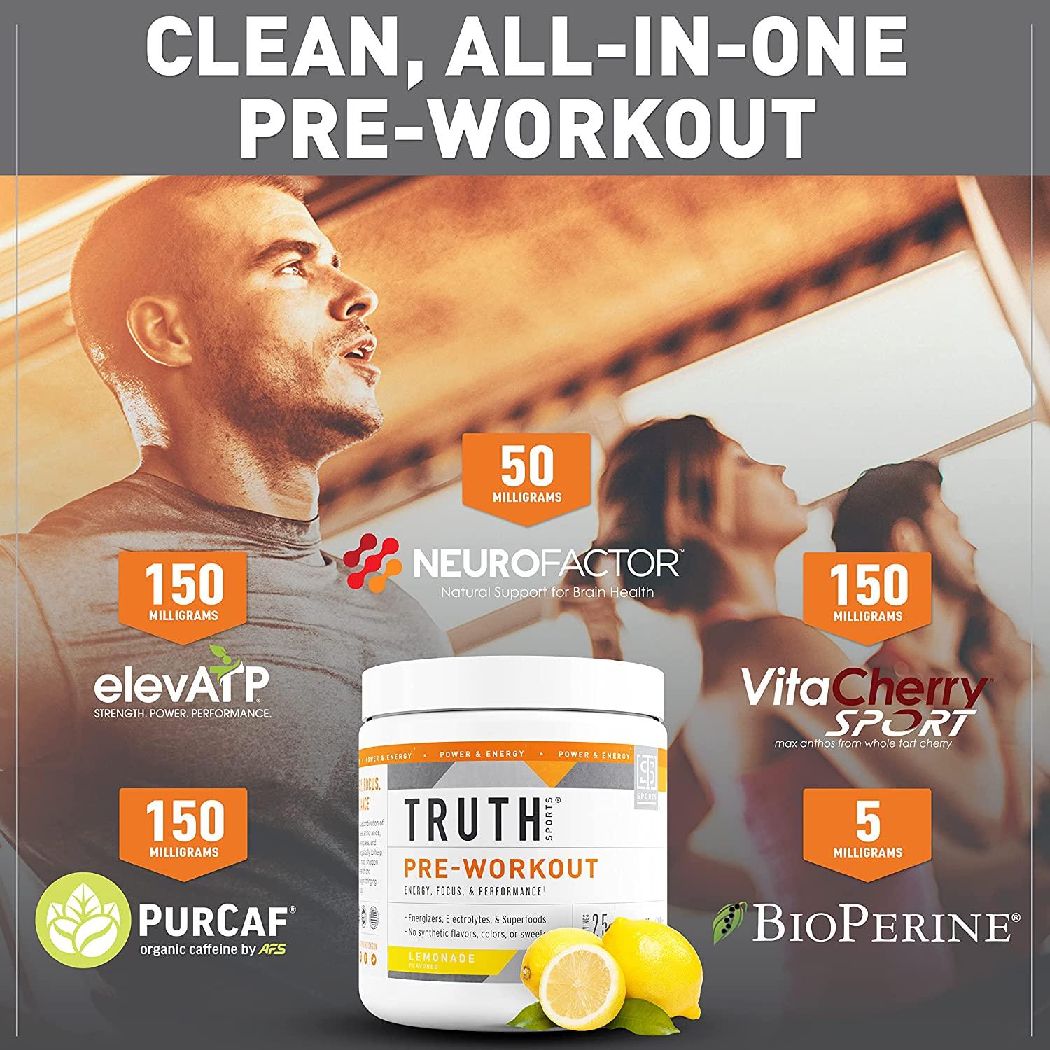 Truth Nutrition Natural Pre Workout Powder Clean Pre Workout for Men
