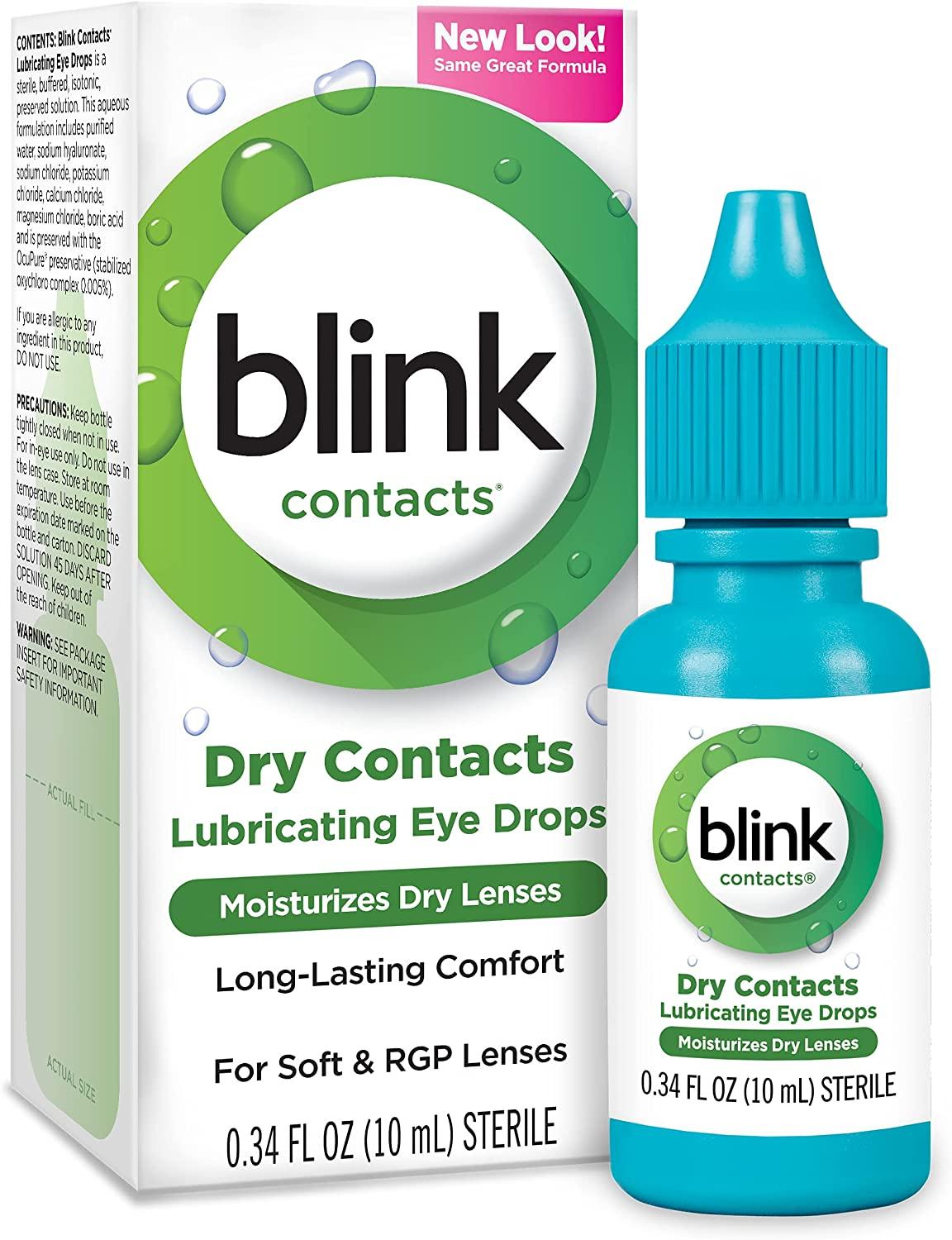 Blink Contacts Lubricating Eye Drops, .34 oz. (2 Count)