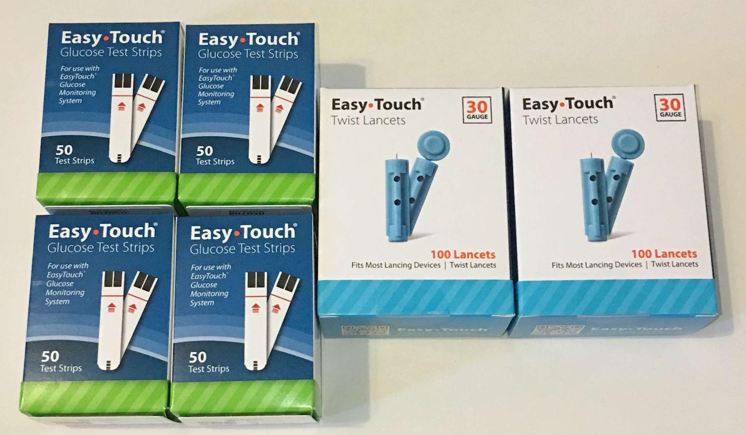 EasyTouch 200 Blood Glucose Test Strips (4 Boxes) & 200 Twist Lancets