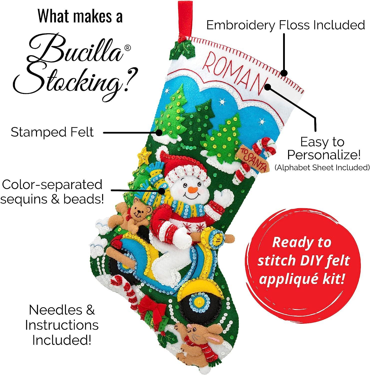 Bucilla Felt Applique Stocking Kit Santa's Visit Size 18-Inch
