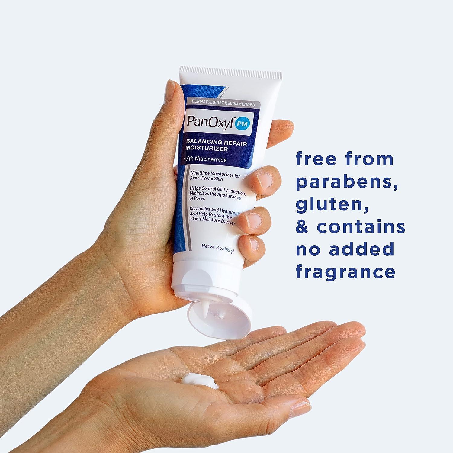 PanOxyl PM Balancing Repair Moisturizer with Ceramides and Cica Hydrating Face Moisturizer Acne