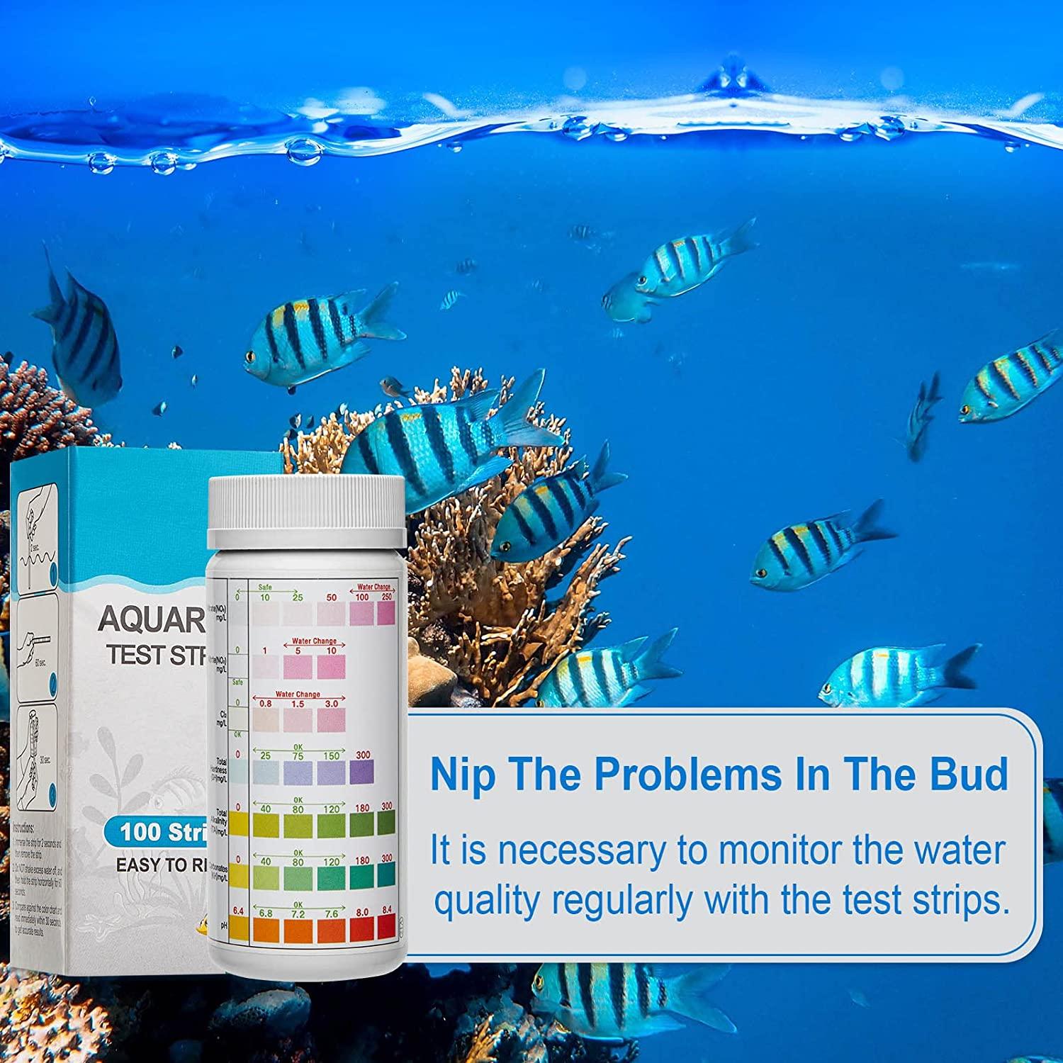 Luxbird Aquarium Test Strips Fish Tank Test Kit 100 Strips Fish Pack Tank Test Kit 7 in 1