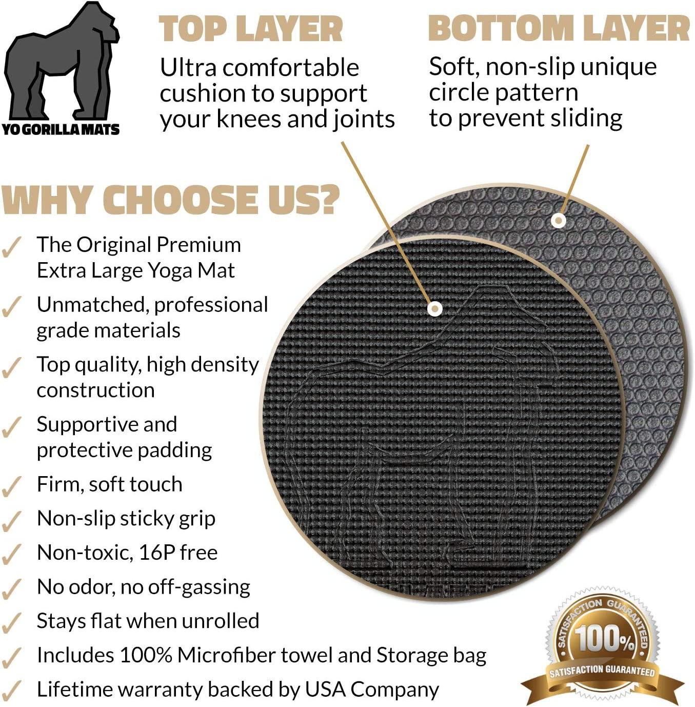 Gorilla Mats Premium Large Yoga Mat 6' x 4' x 8mm Extra Thick & Ultra  Comfortable, Non-Toxic, Non-Slip Barefoot Exercise Mat Works Great on Any  Floor for Stretching, Cardio or Home Workouts
