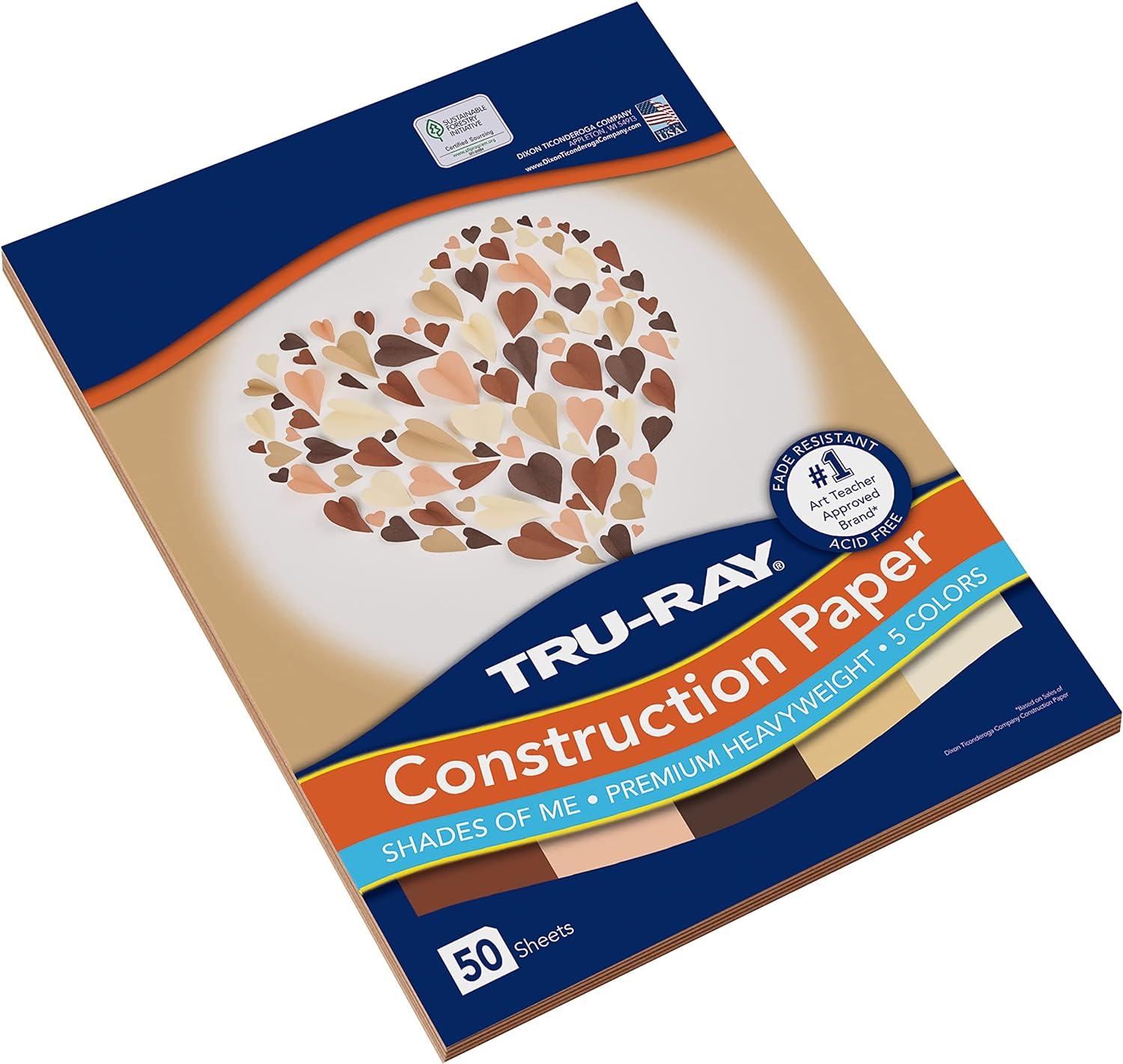 Tru-Ray Shades of Me Construction Paper 5 Assorted Skin Tone Colors 9 x  12 50 Sheets 9 x 12 Assorted Skin Tones