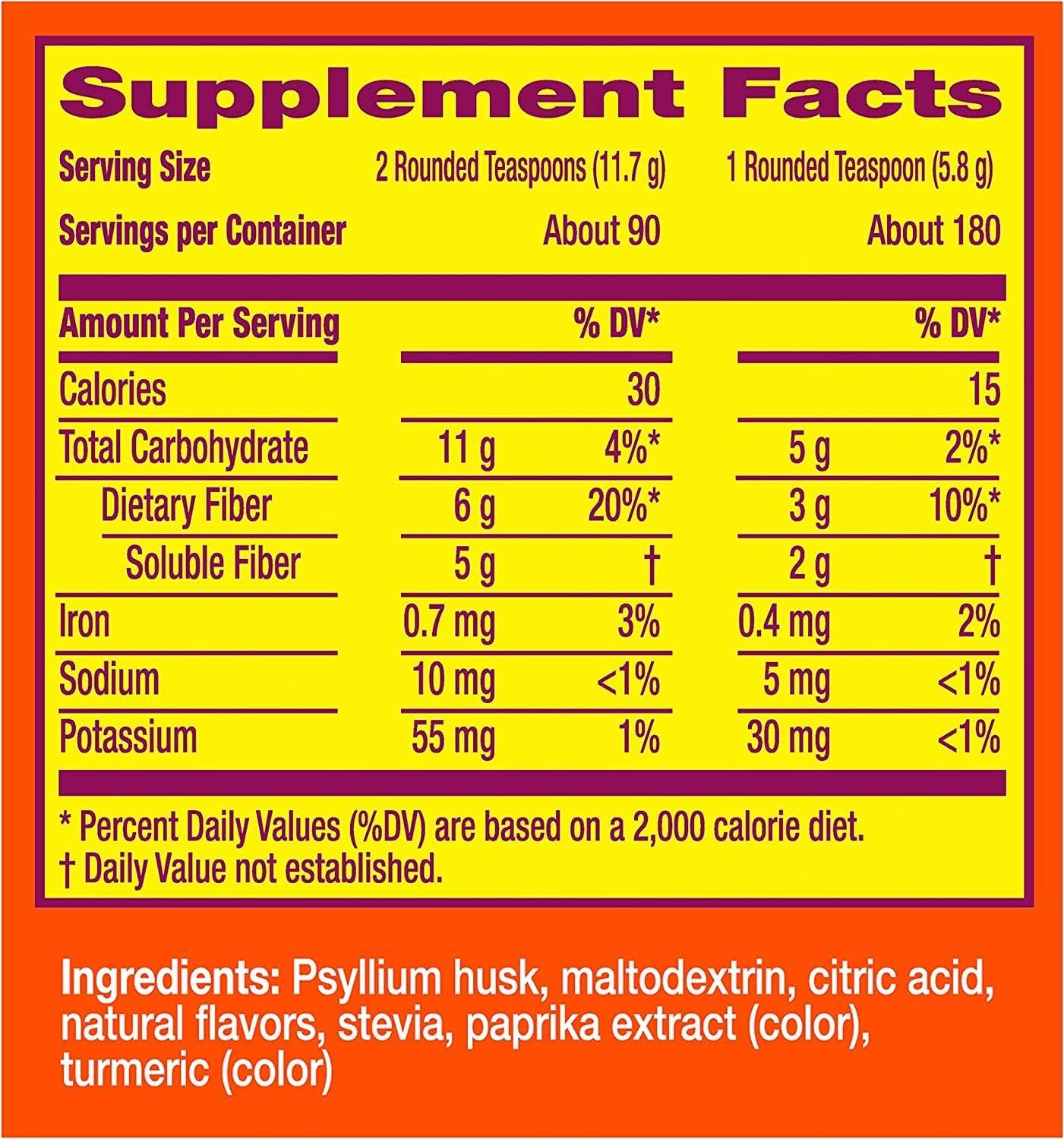 Metamucil Premium Blend Psyllium Fiber Powder 4 in 1 Supplement Sugar