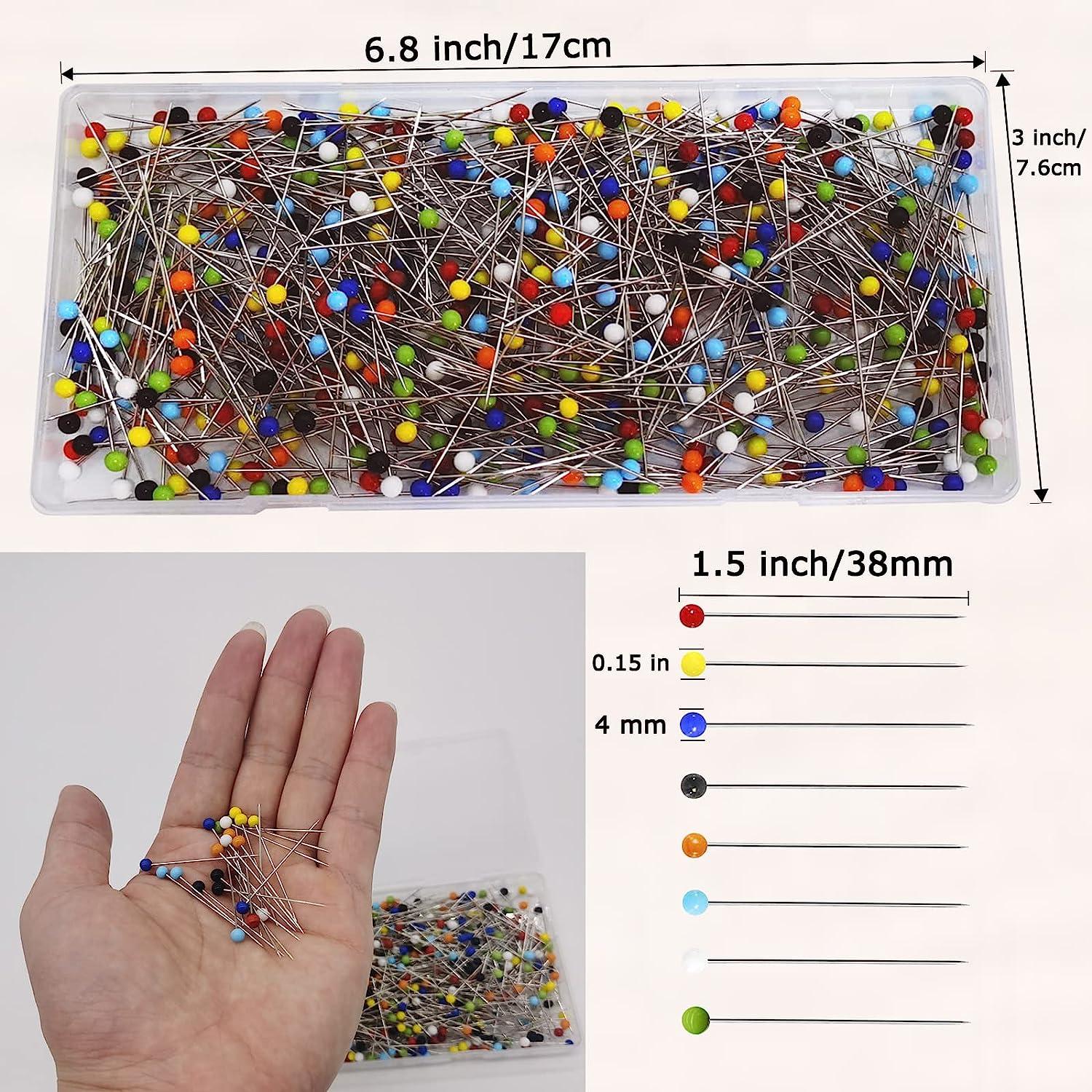 Urmspst Sewing Pins (Upgraded) 600PCS Straight Pins 1.5 in Quilting Pins  with Colored Ball Glass Head for Fabric Jewelry DIY Craft and Sewing  Project(Colorful) A 600 Pcs Colorful
