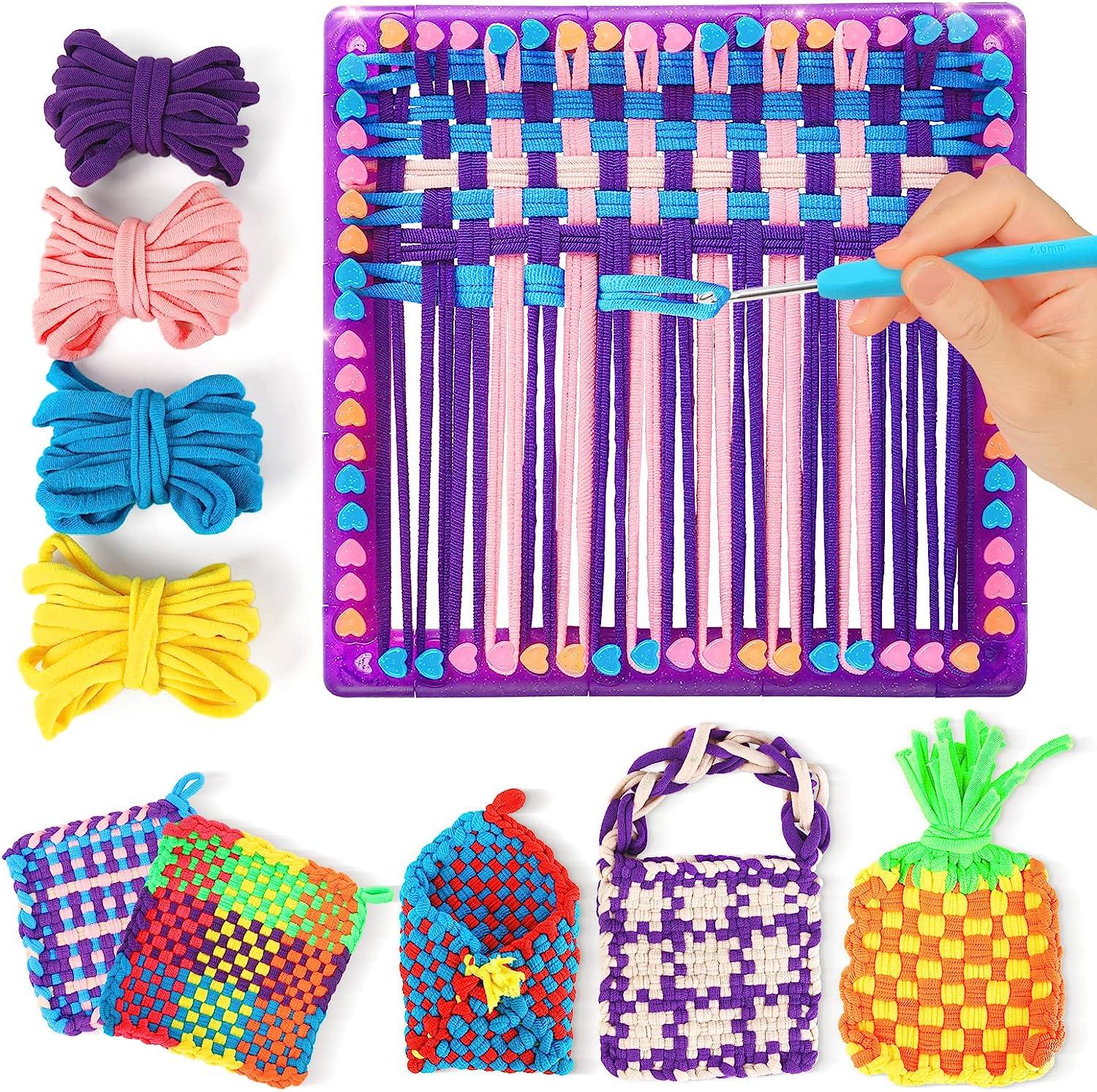 DDAI Weaving Loom Kit Crafts for Kids and Adults - Potholder Loops Toys for  Girls and Boys Ages 6 7 8 9 10 11 12 - Beginners Knitting Loom Set Holder  Weaving Kits and Gifts - Metal Crochet Hooks