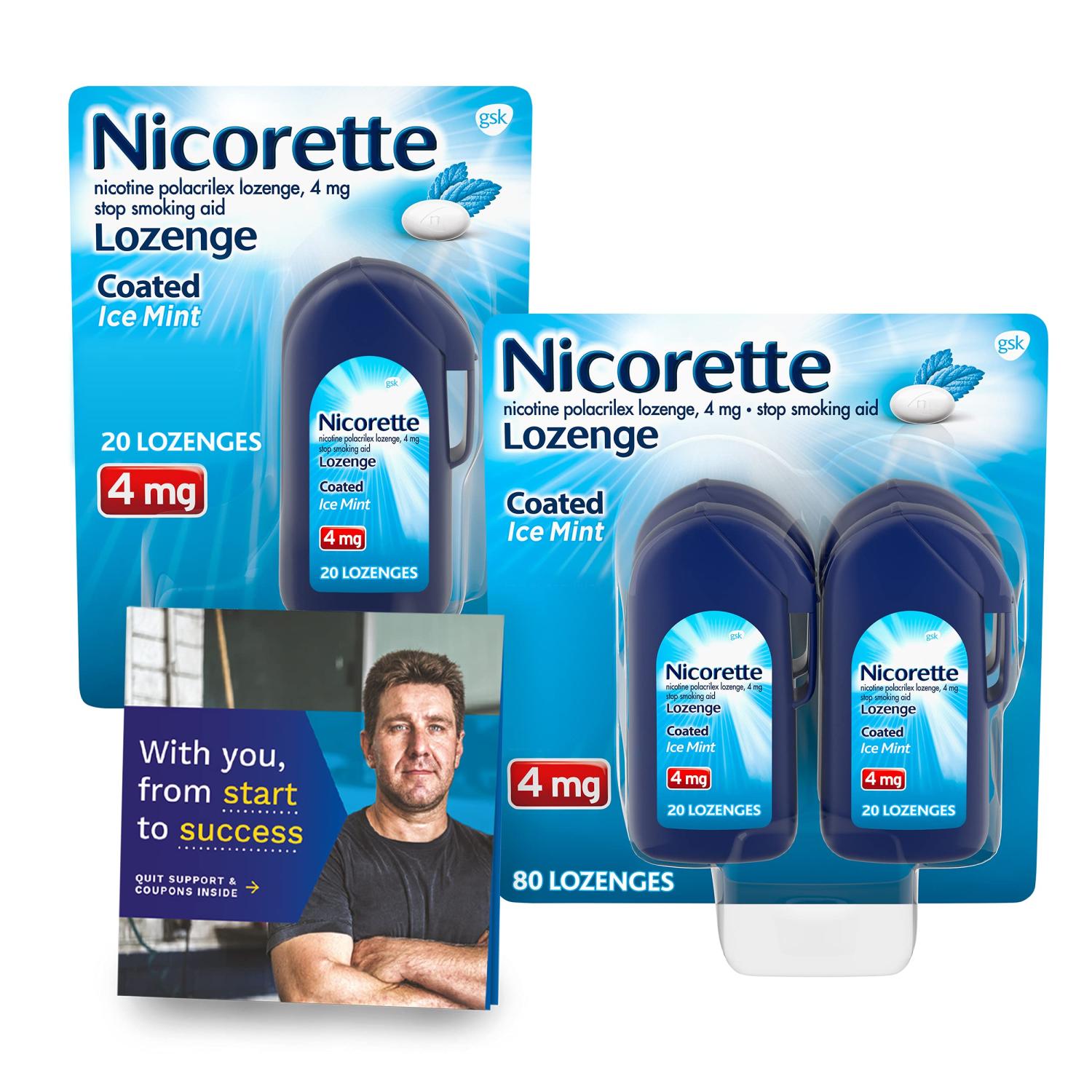 Nicorette 4mg Ice Mint Coated Nicotine Lozenges 100 Count Quit
