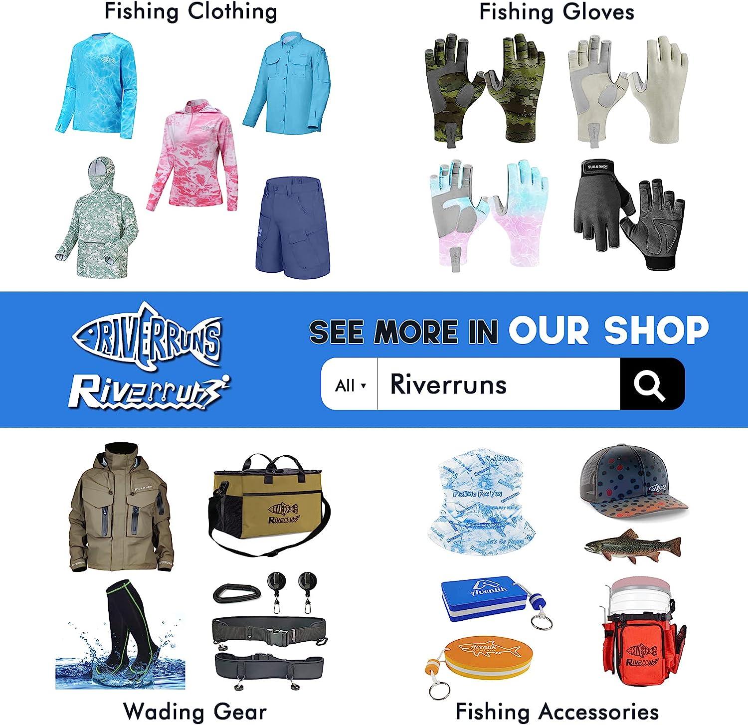 Riverruns UPF 50+ Fingerless Fishing Gloves UV Protection Fishing Sun  Gloves for Men and Women Fishing, Boating, Kayaking, Hiking, Running,  Cycling and Driving CamoQuag Medium