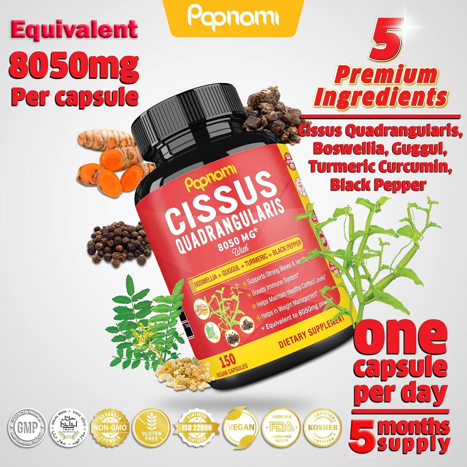 Organic Super Cissus Quadrangularis Capsules 8050mg with Boswellia ...