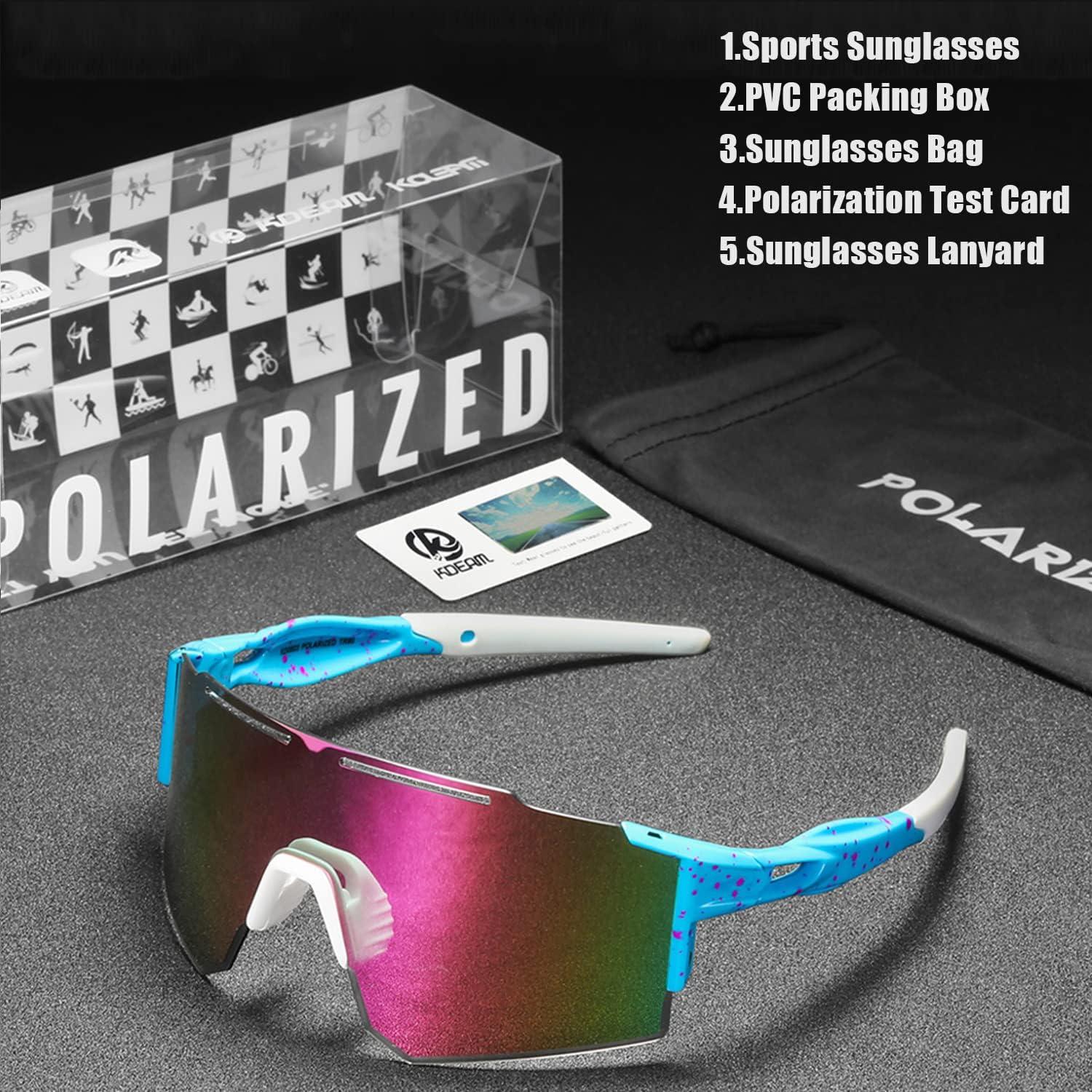 YUNBLL&KO Sports Sunglasses for Men Women, P-V Style Polarized UV400,  Cycling Glasses for Baseball Fishing Running C8