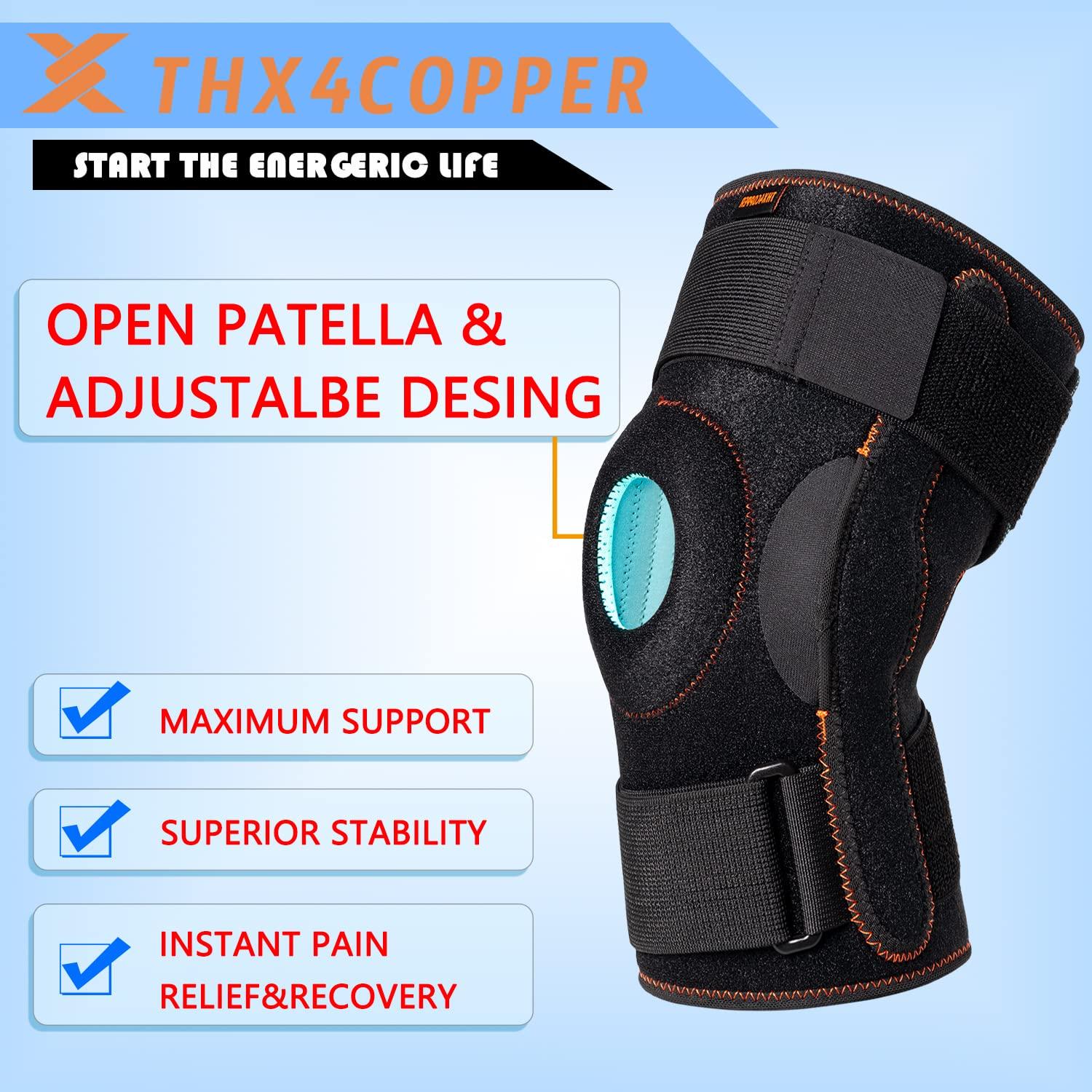 Thx4COPPER Hinged Knee Support Brace-Adjustable Open Patella - View #8