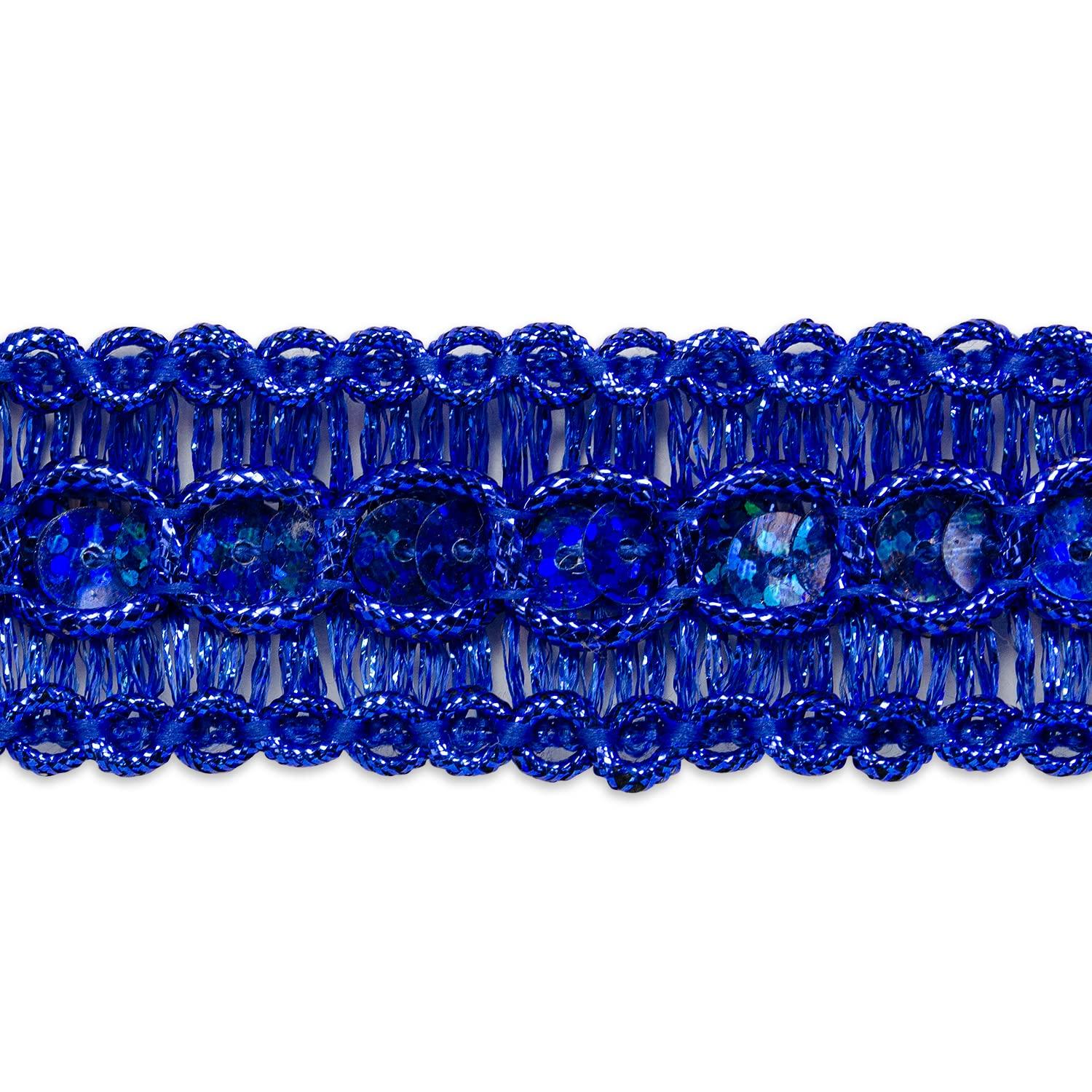 Trims by the Yard Trish Sequin Metallic Braid Royal Blue (10 Yard Cut