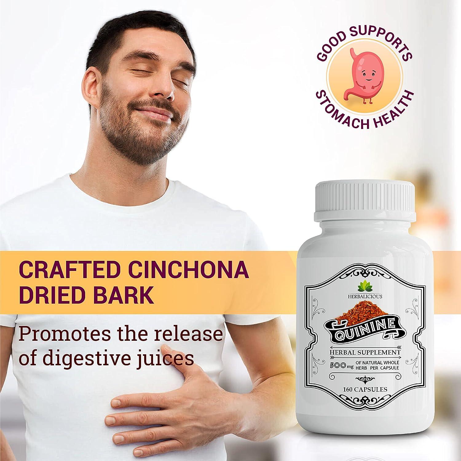 Quinine Capsules Cinchona Officinalis Bark Herbal Supplement for