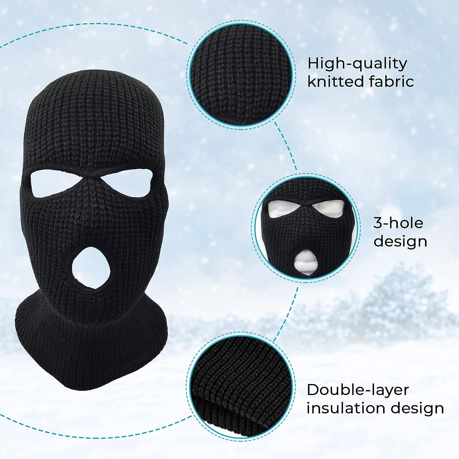 3 Hole Winter Ski Mask Balaclava - Black 