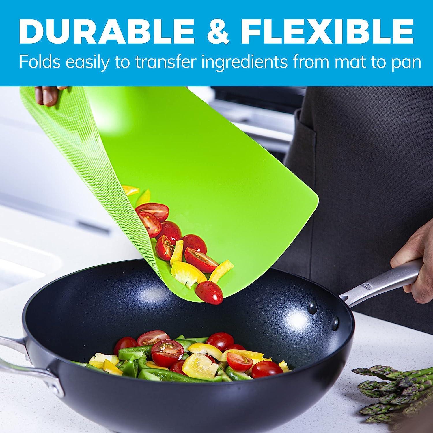 Plastic Cutting Board Set with 4 Flexible Cutting Mats and Holder
