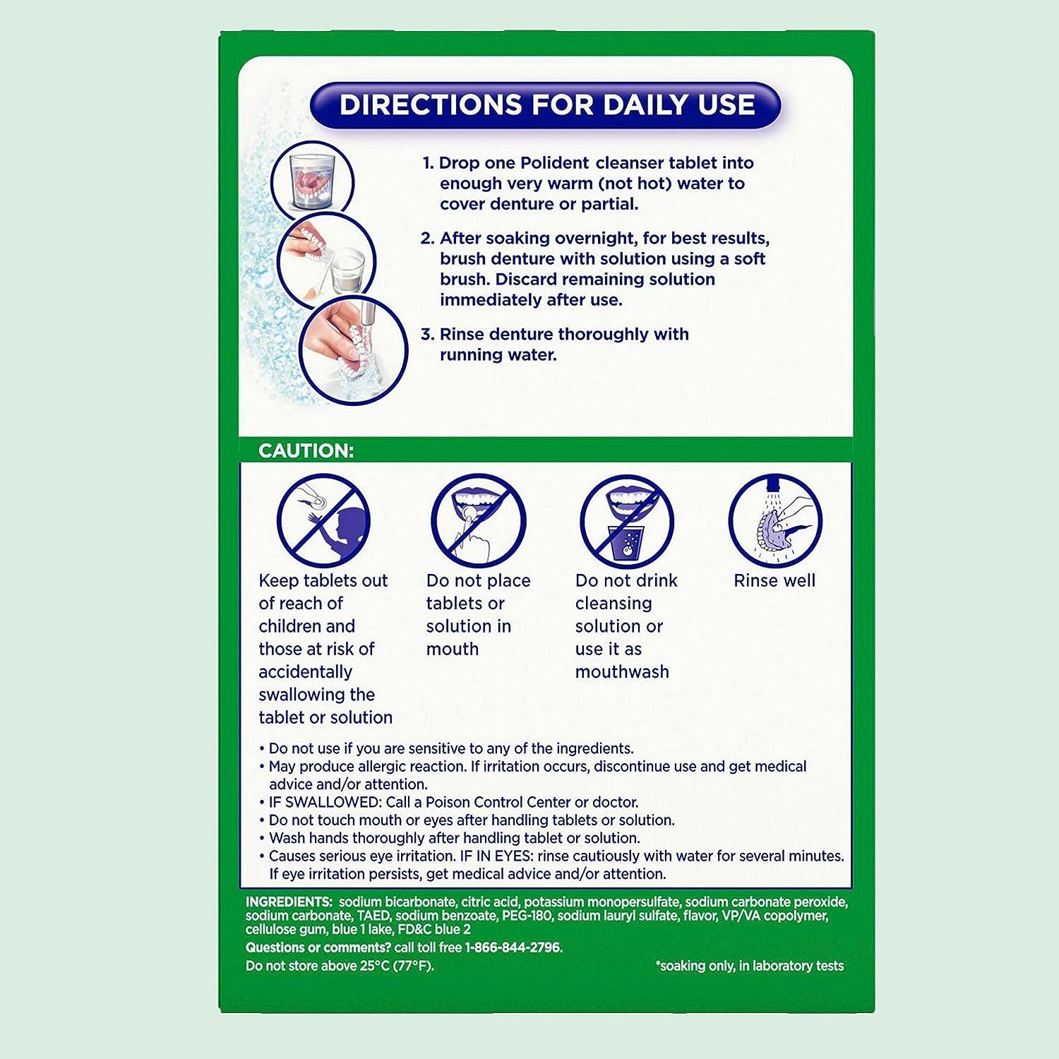 Polident Overnight Whitening Denture Cleaner 120 Tablets Bundle With