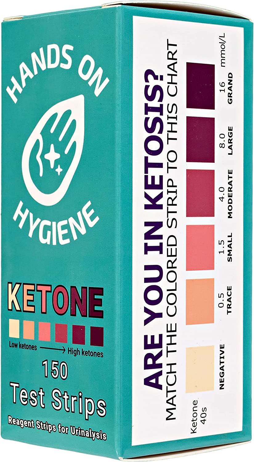 HANDS ON HYGIENE Ketone Urinalysis Test Strips,150 Count, Ideal to Help