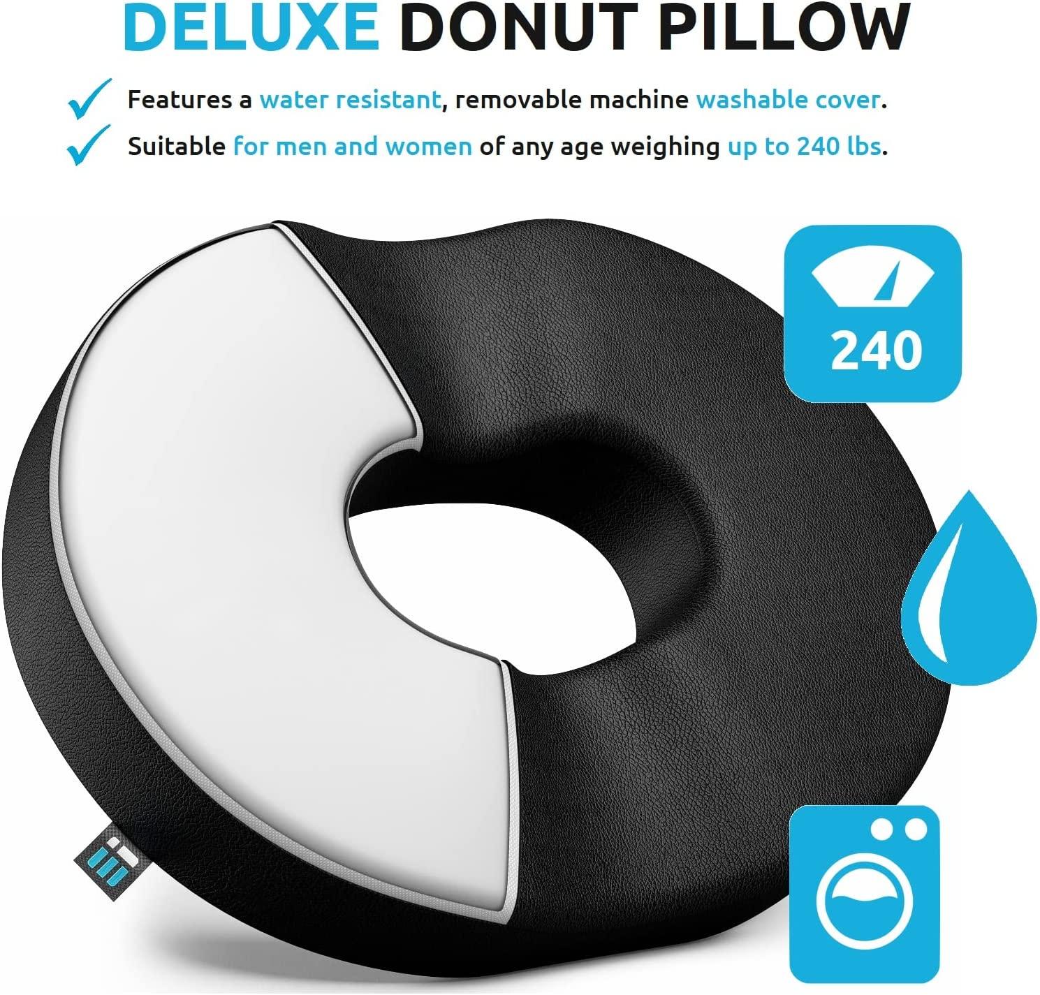 Deluxe Donut Pillow for Hemorrhoids & Tailbone Pain Machine Washable