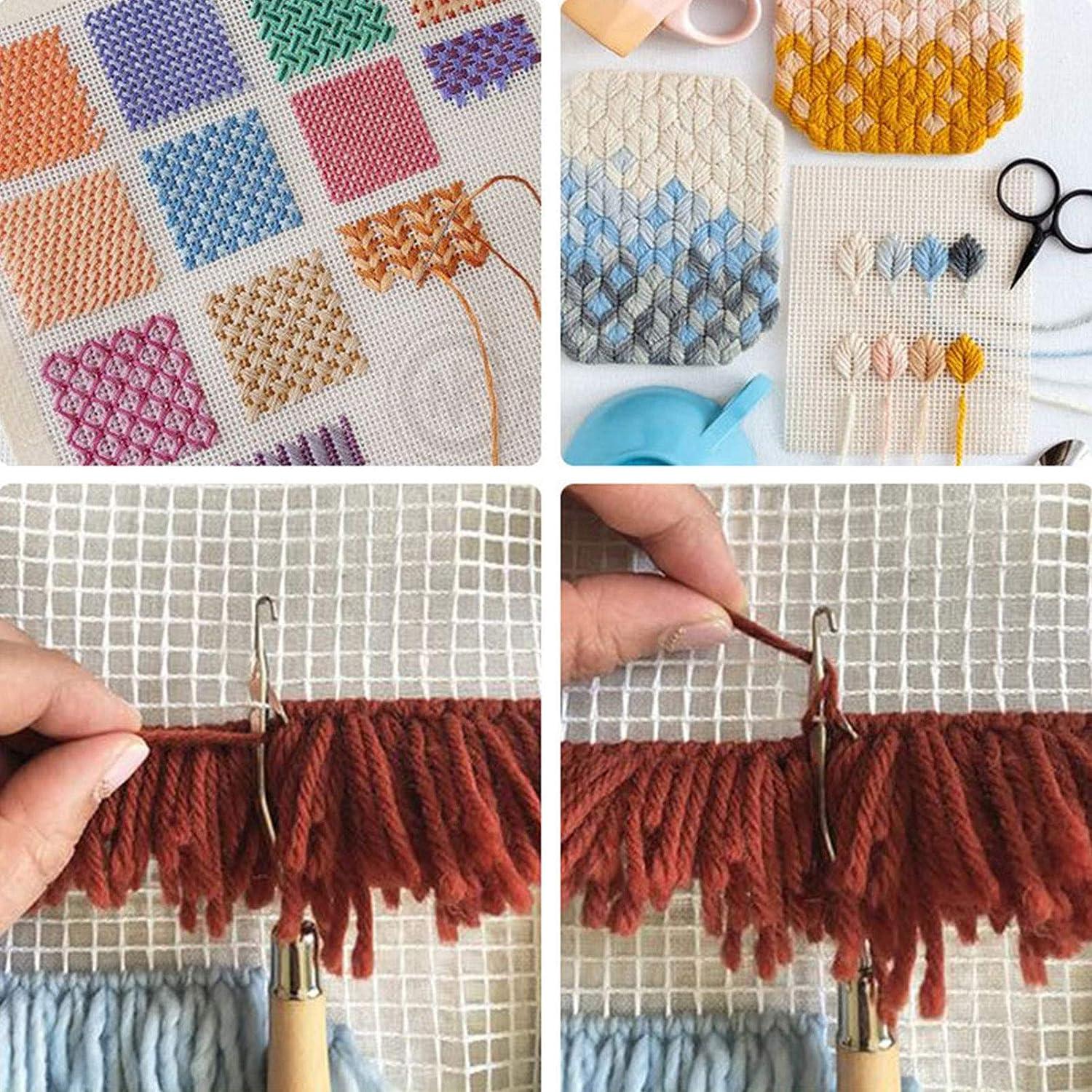39.4 x 59 inches Blank Rug Latch Hook Locker Hooking Mesh Canvas Kit with Latch  Hook