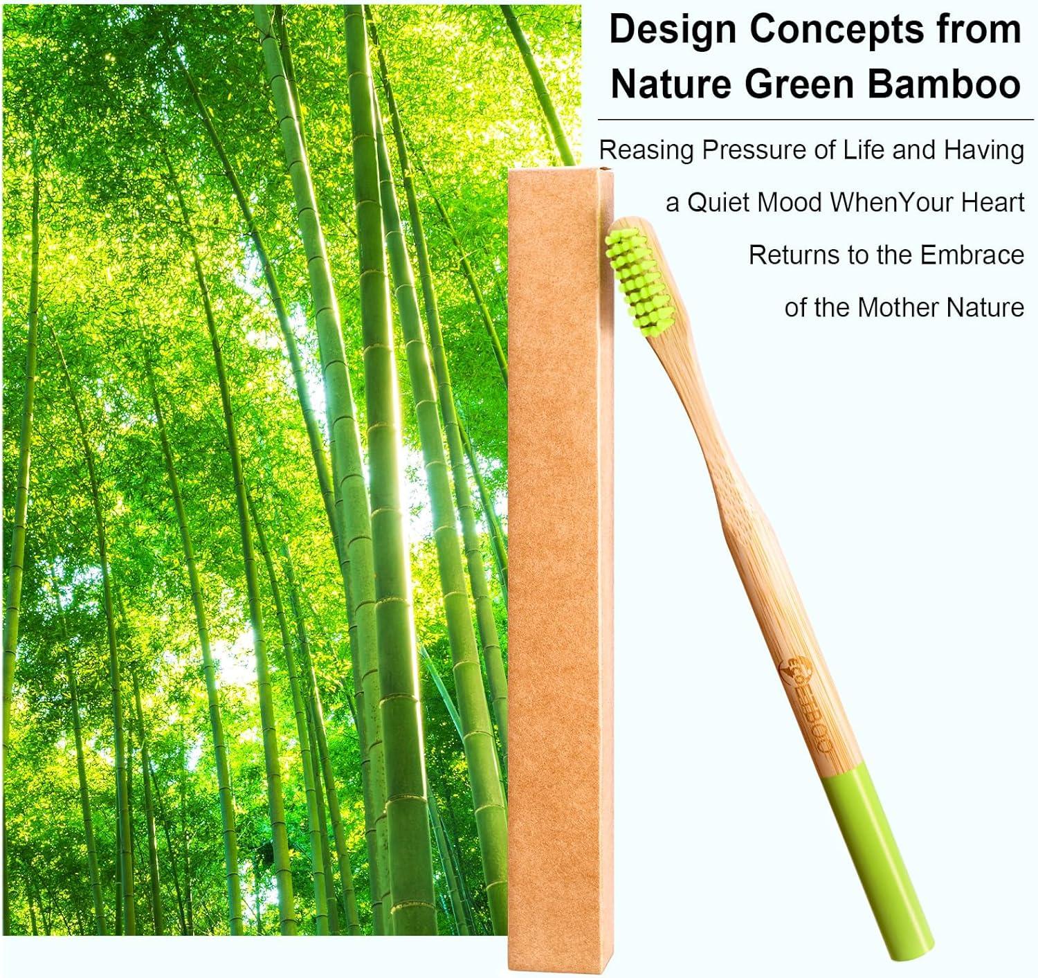 GREENZLA Kids Bamboo Toothbrushes, Natural Toothbrush Set - View #6