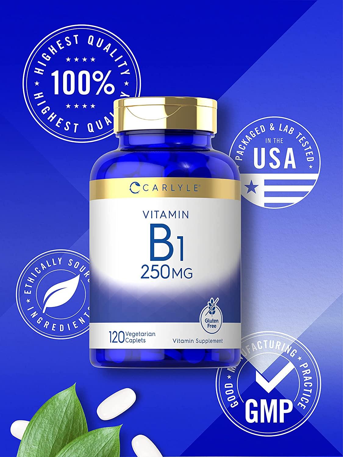 Carlyle Vitamin B1 250mg 120 Caplets Thiamin Mononitrate