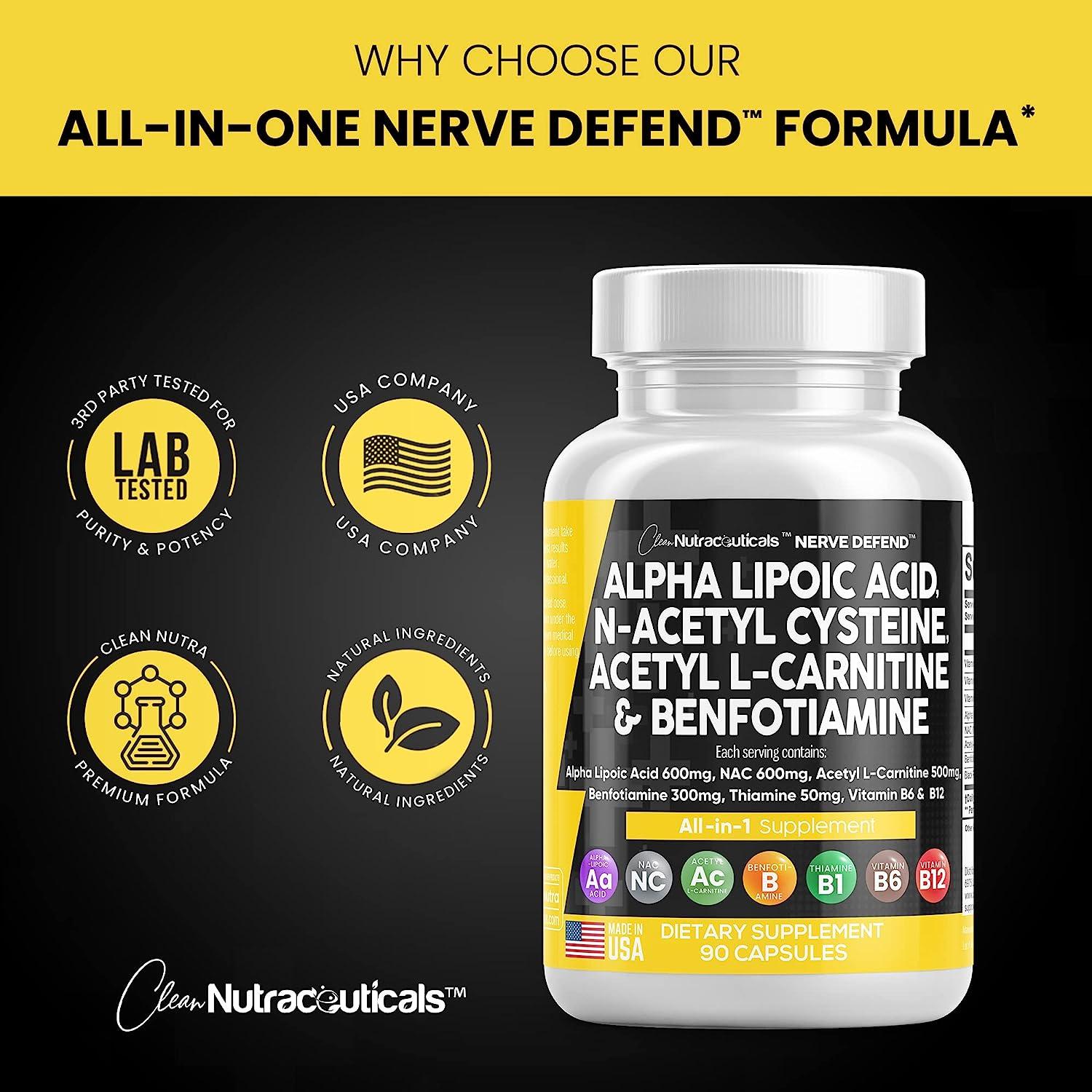 Benefits Of Acetyl L-carnitine And Alpha Lipoic Acid Nerve Support Supplement with Alpha Lipoic Acid, N-Acetyl Cysteine