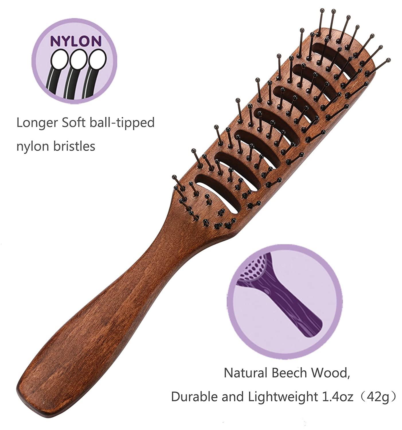 Men's Vented Hair Brush for Blow Drying Ball Tipped Bristles for Volumizing & Styling Short