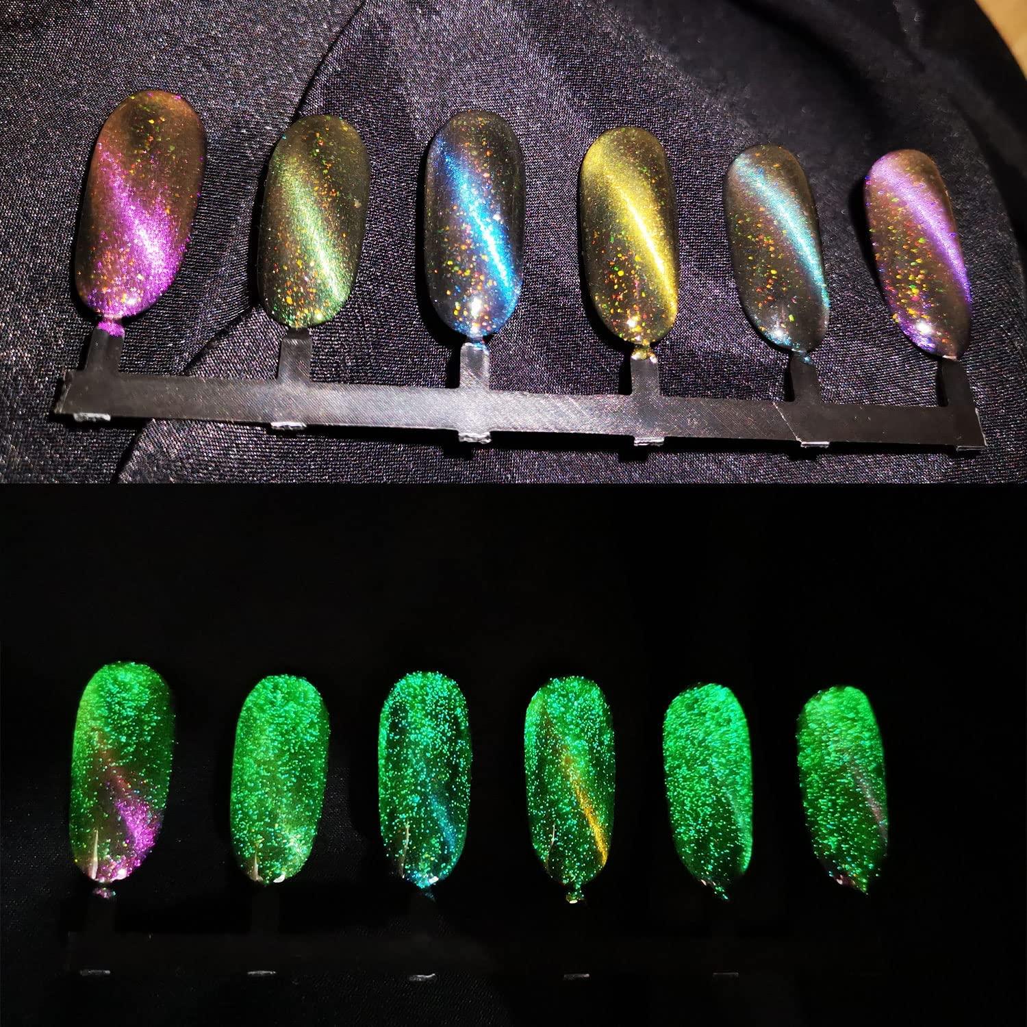 Fannyc Glow in The Dark Cat Eye Gel Nail Polish Set 6 Colors